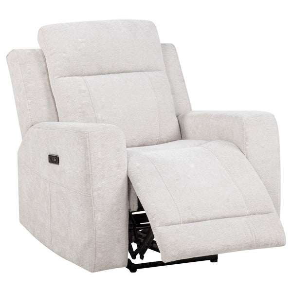Coaster Furniture Kennett 610153P Chenille Upholstered Power Recliner Chair - Ivory