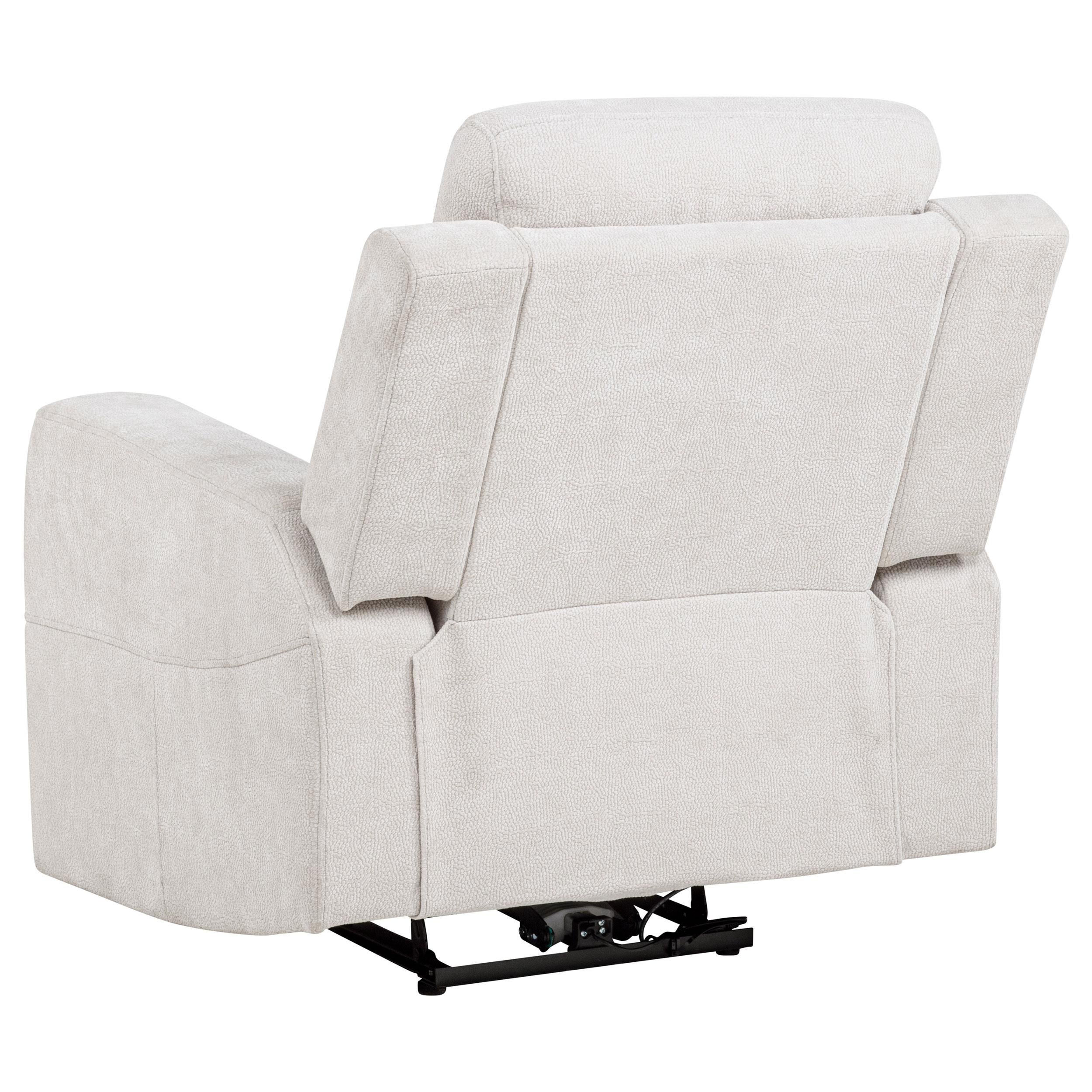  Coaster Furniture Kennett 610153P Chenille Upholstered Power Recliner Chair - Ivory IMAGE 10