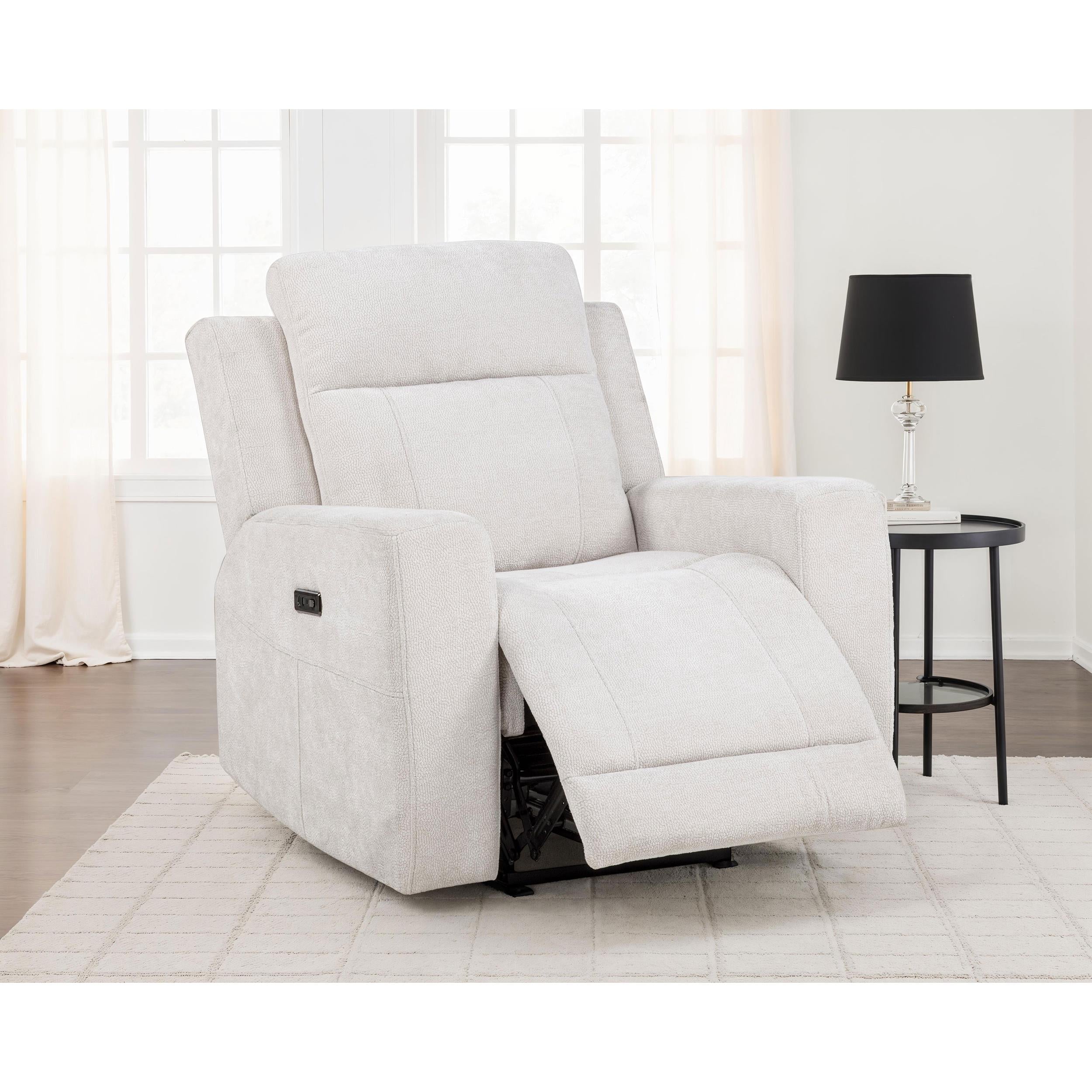  Coaster Furniture Kennett 610153P Chenille Upholstered Power Recliner Chair - Ivory IMAGE 6