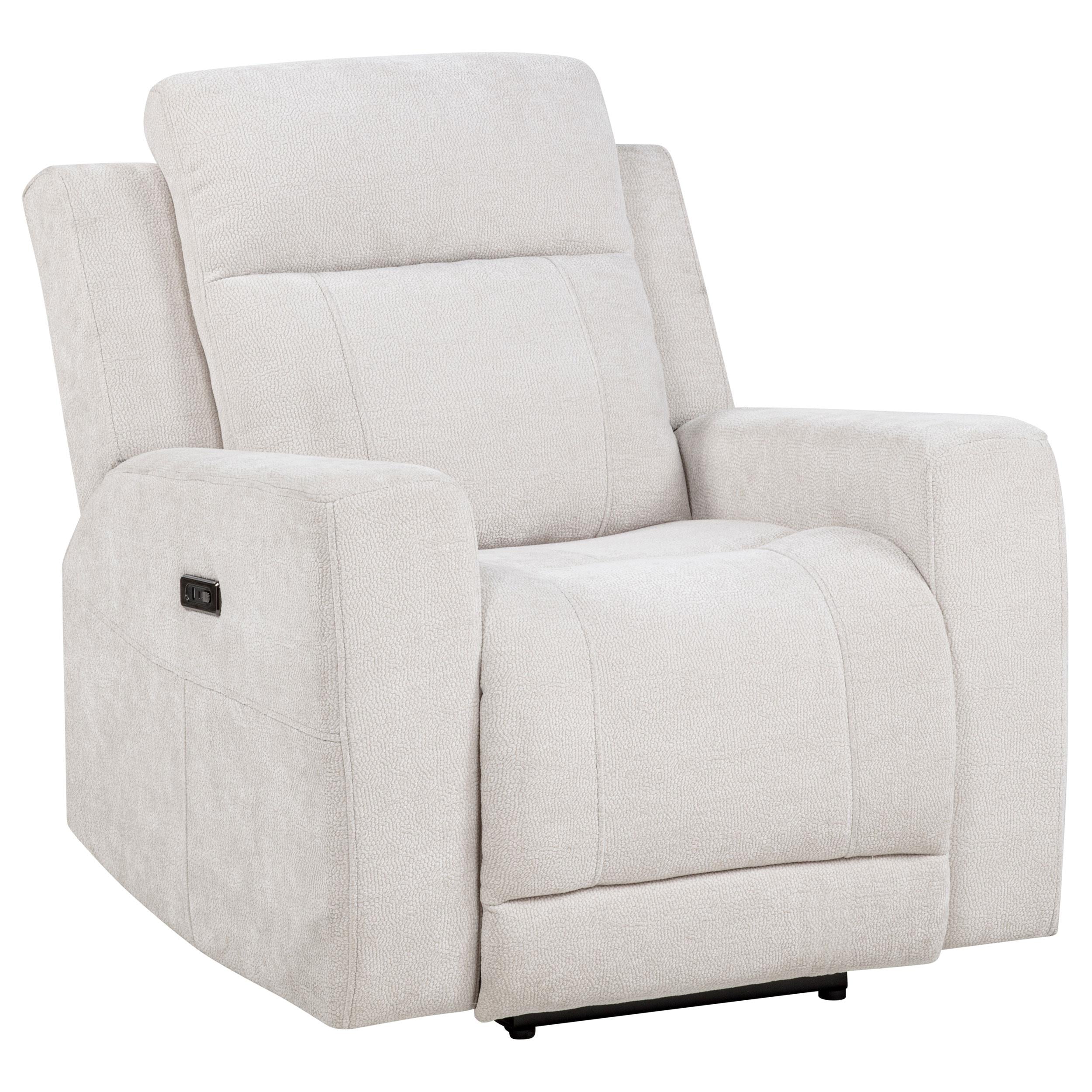  Coaster Furniture Kennett 610153P Chenille Upholstered Power Recliner Chair - Ivory IMAGE 8