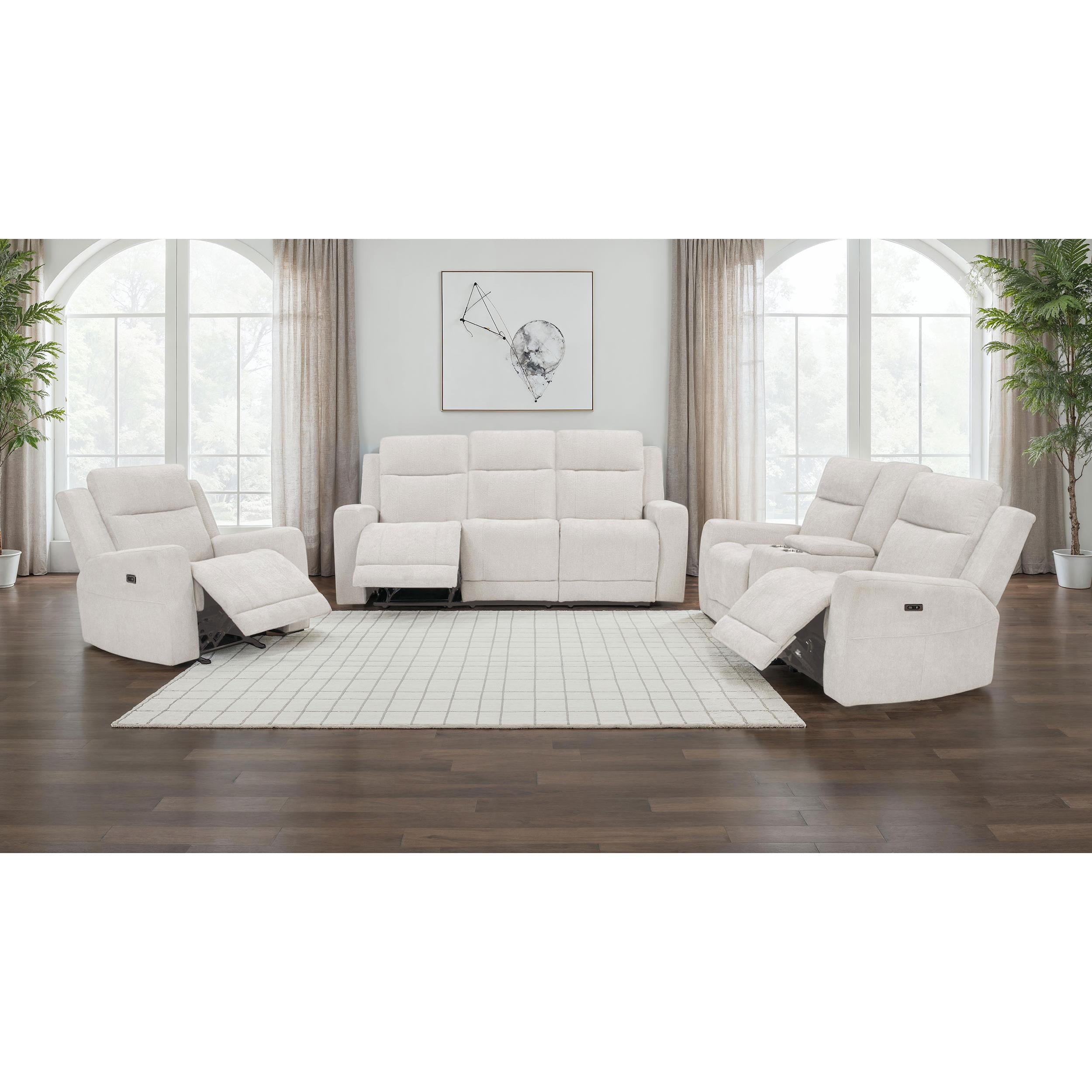  Coaster Furniture Kennett 610153P Chenille Upholstered Power Recliner Chair - Ivory IMAGE 9