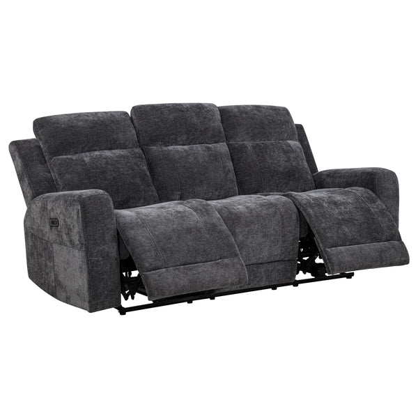 Coaster Furniture Kennett 610154P Chenille Upholstered Power Reclining Sofa - Dark Grey