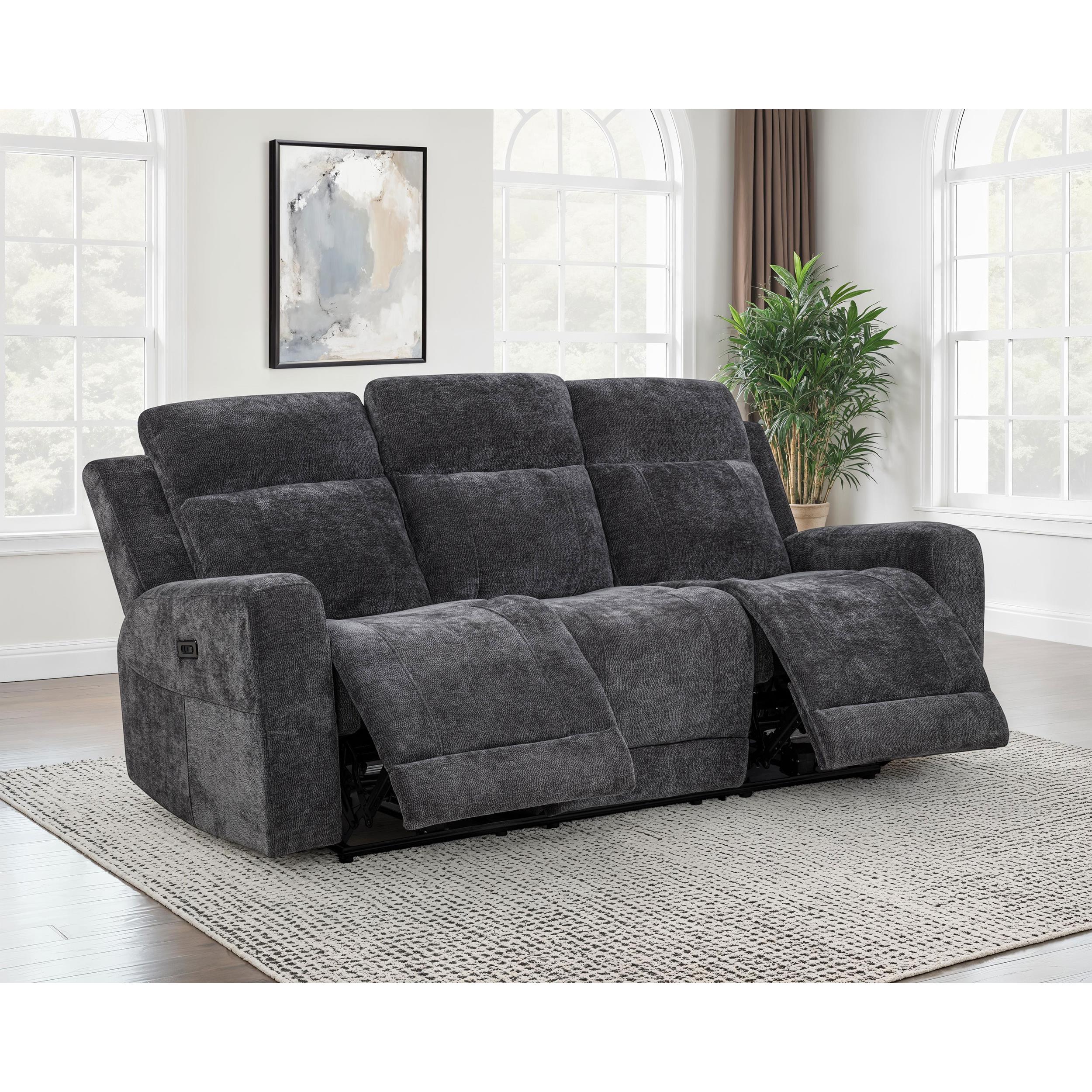  Coaster Furniture Kennett 610154P Chenille Upholstered Power Reclining Sofa - Dark Grey IMAGE 10