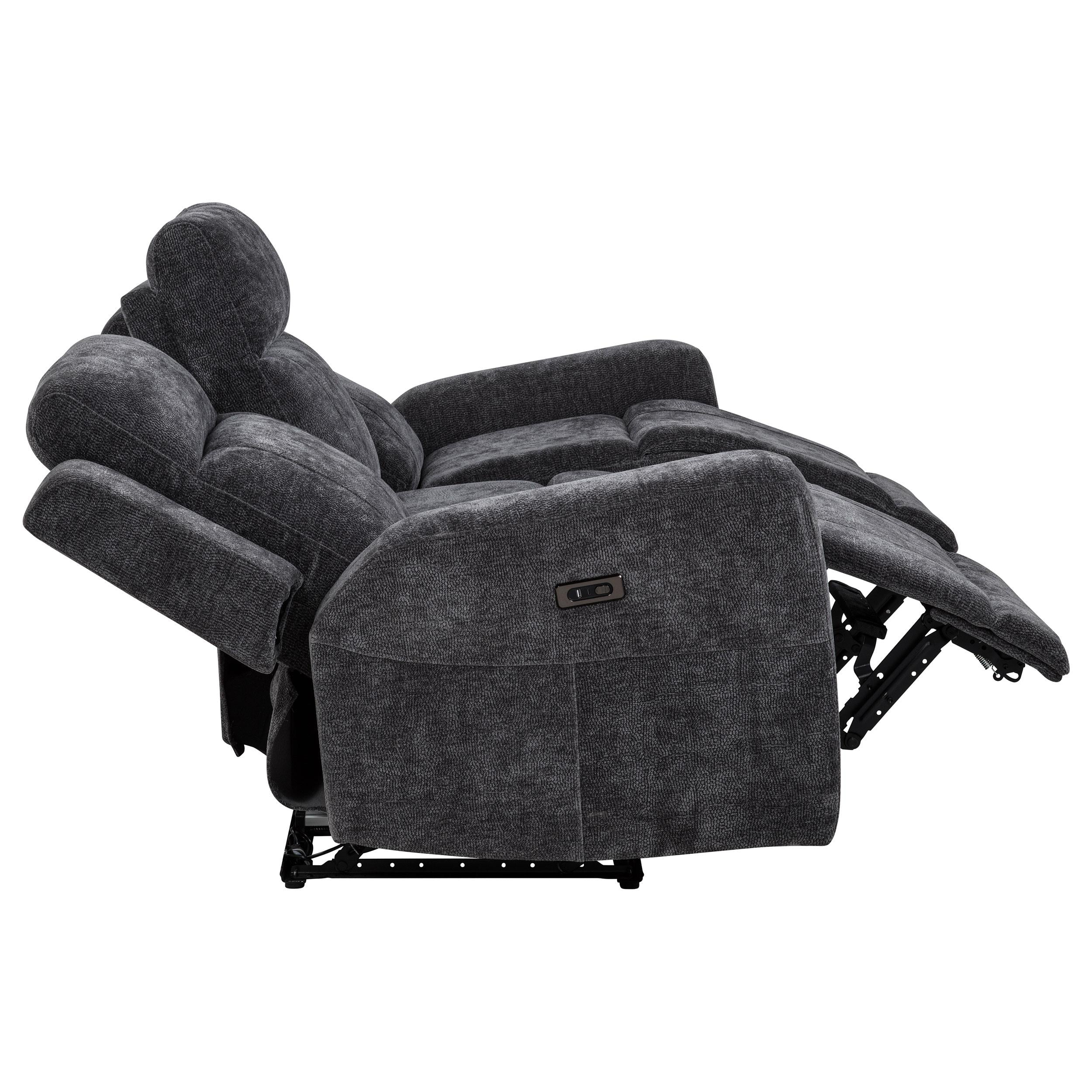  Coaster Furniture Kennett 610154P Chenille Upholstered Power Reclining Sofa - Dark Grey IMAGE 11