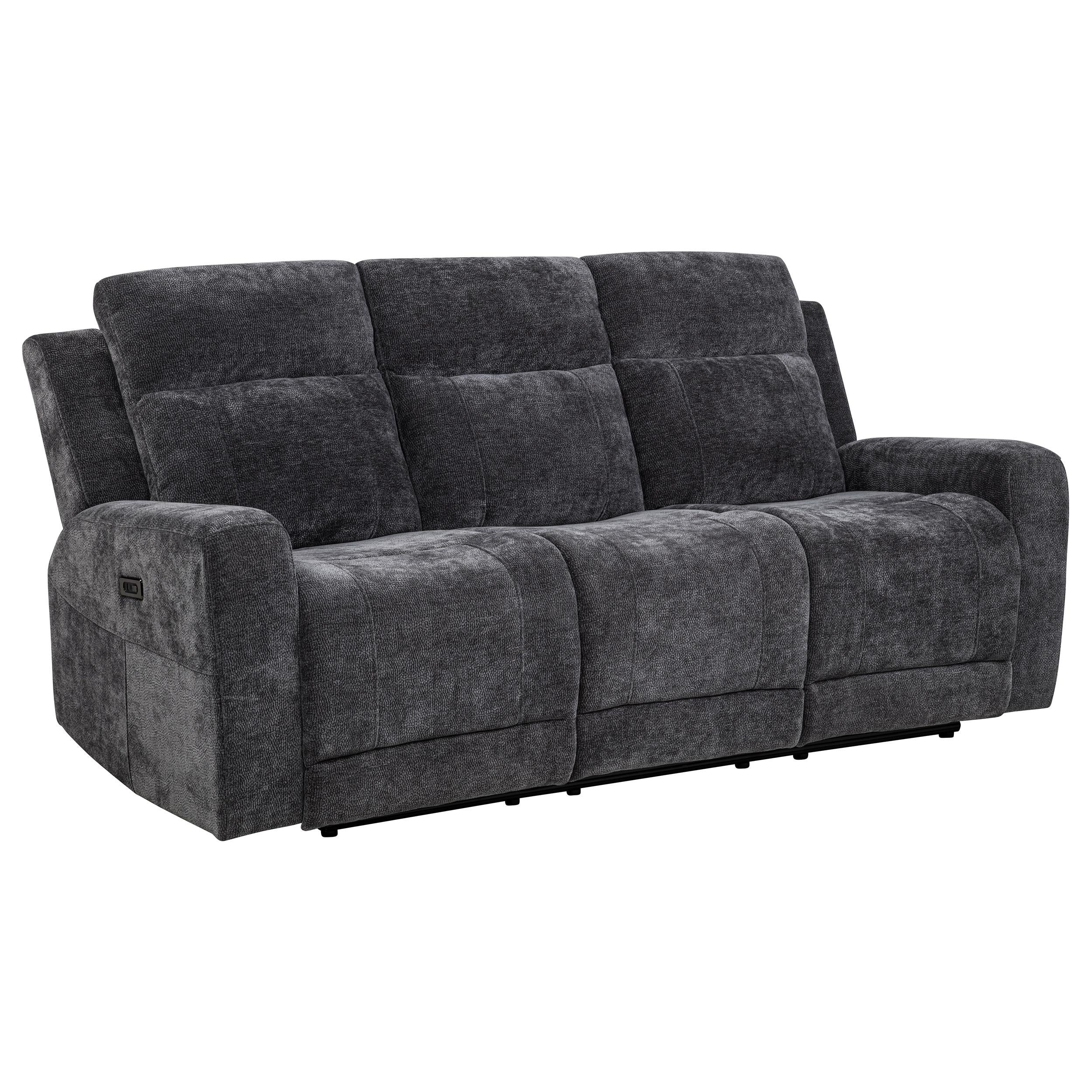  Coaster Furniture Kennett 610154P Chenille Upholstered Power Reclining Sofa - Dark Grey IMAGE 12