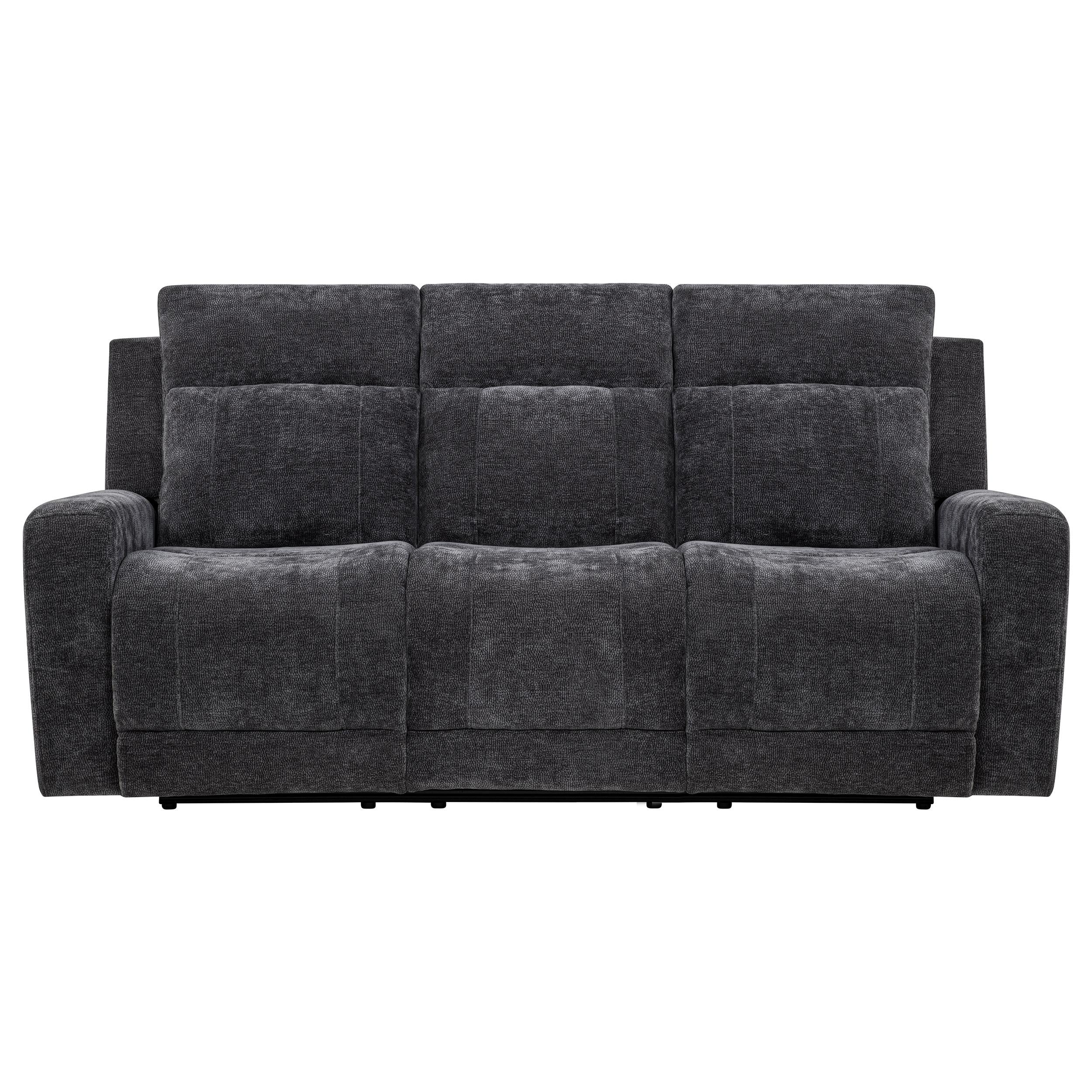  Coaster Furniture Kennett 610154P Chenille Upholstered Power Reclining Sofa - Dark Grey IMAGE 3