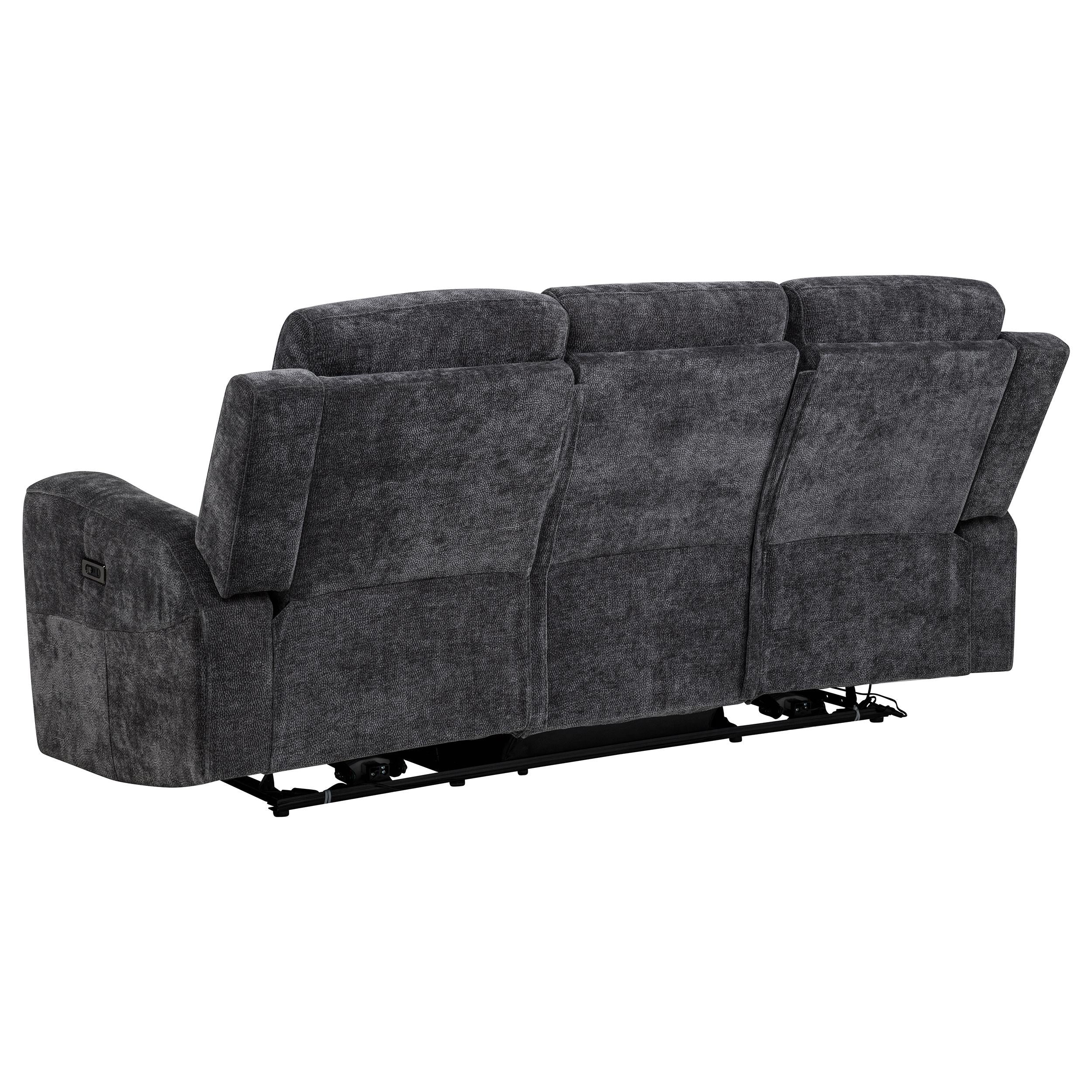  Coaster Furniture Kennett 610154P Chenille Upholstered Power Reclining Sofa - Dark Grey IMAGE 6