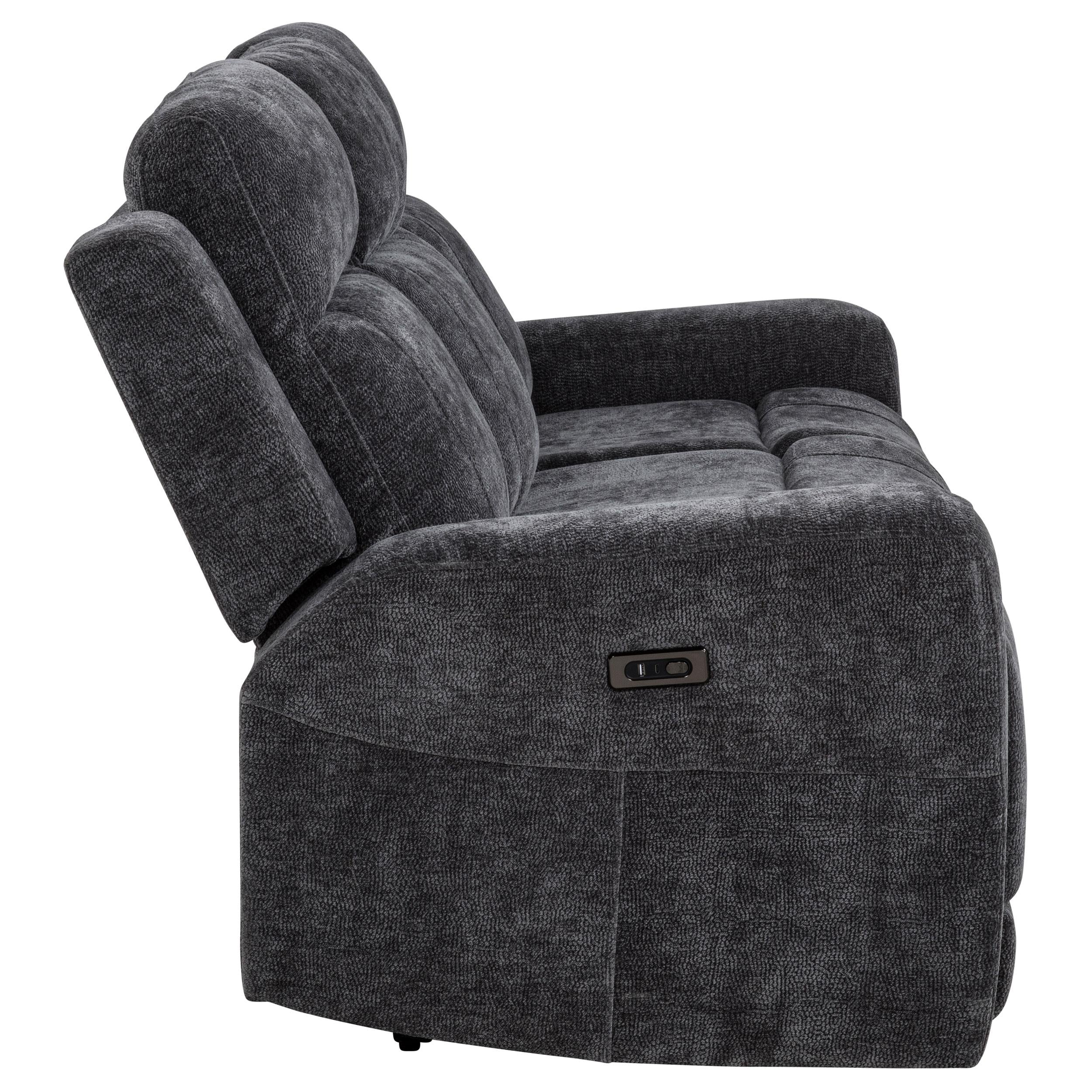  Coaster Furniture Kennett 610154P Chenille Upholstered Power Reclining Sofa - Dark Grey IMAGE 8