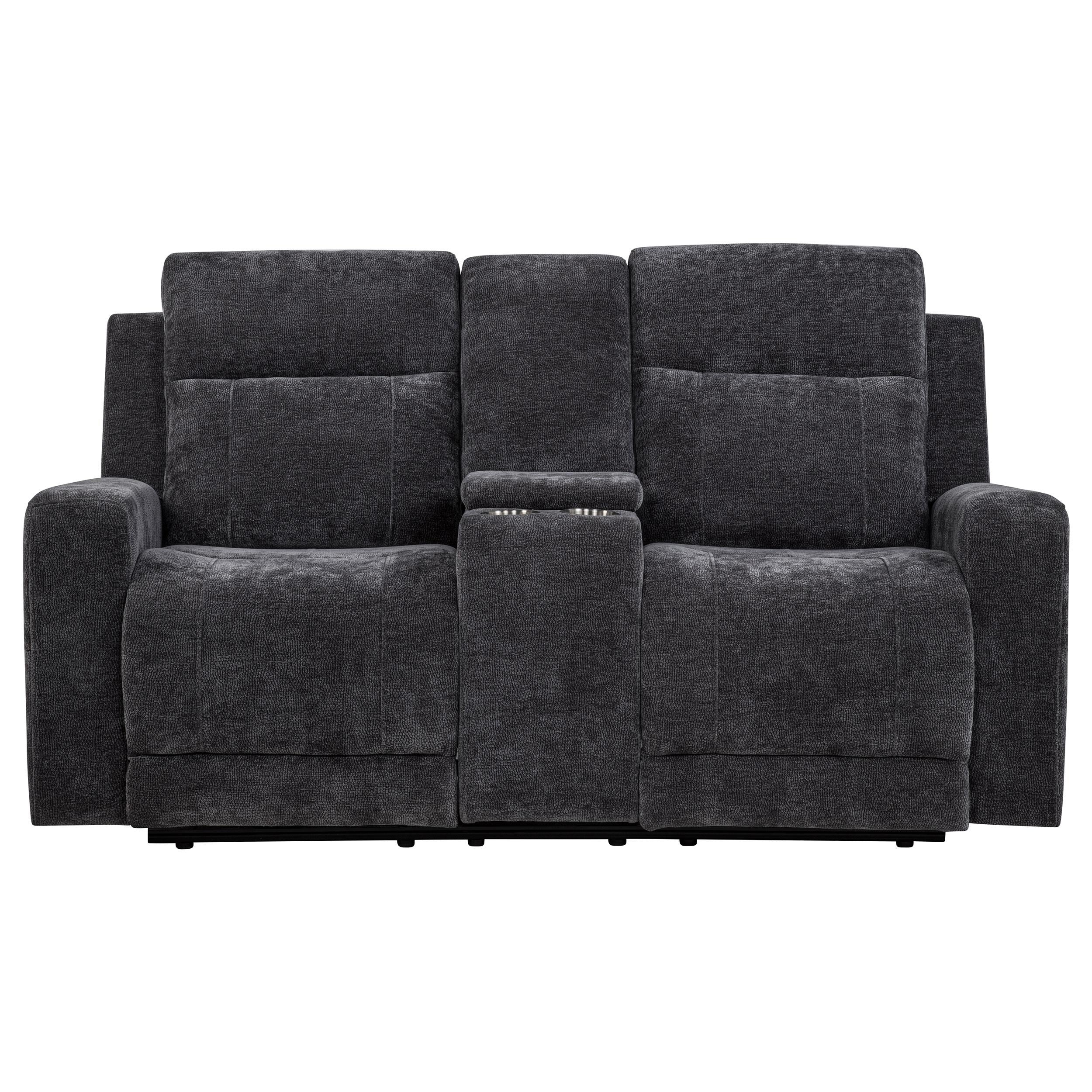  Coaster Furniture Kennett 610155P Chenille Upholstered Power Reclining Loveseat - Grey IMAGE 1