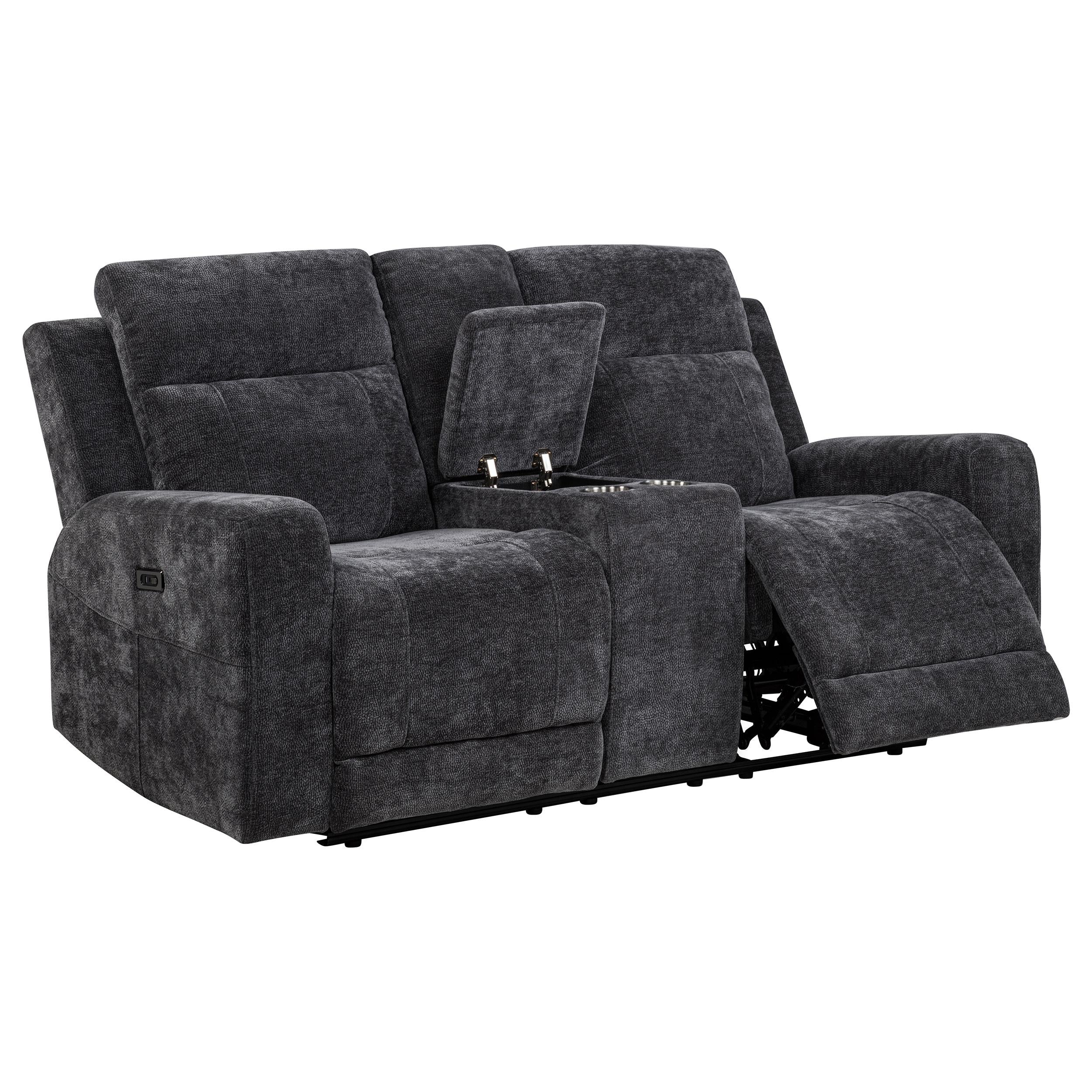  Coaster Furniture Kennett 610155P Chenille Upholstered Power Reclining Loveseat - Grey IMAGE 2
