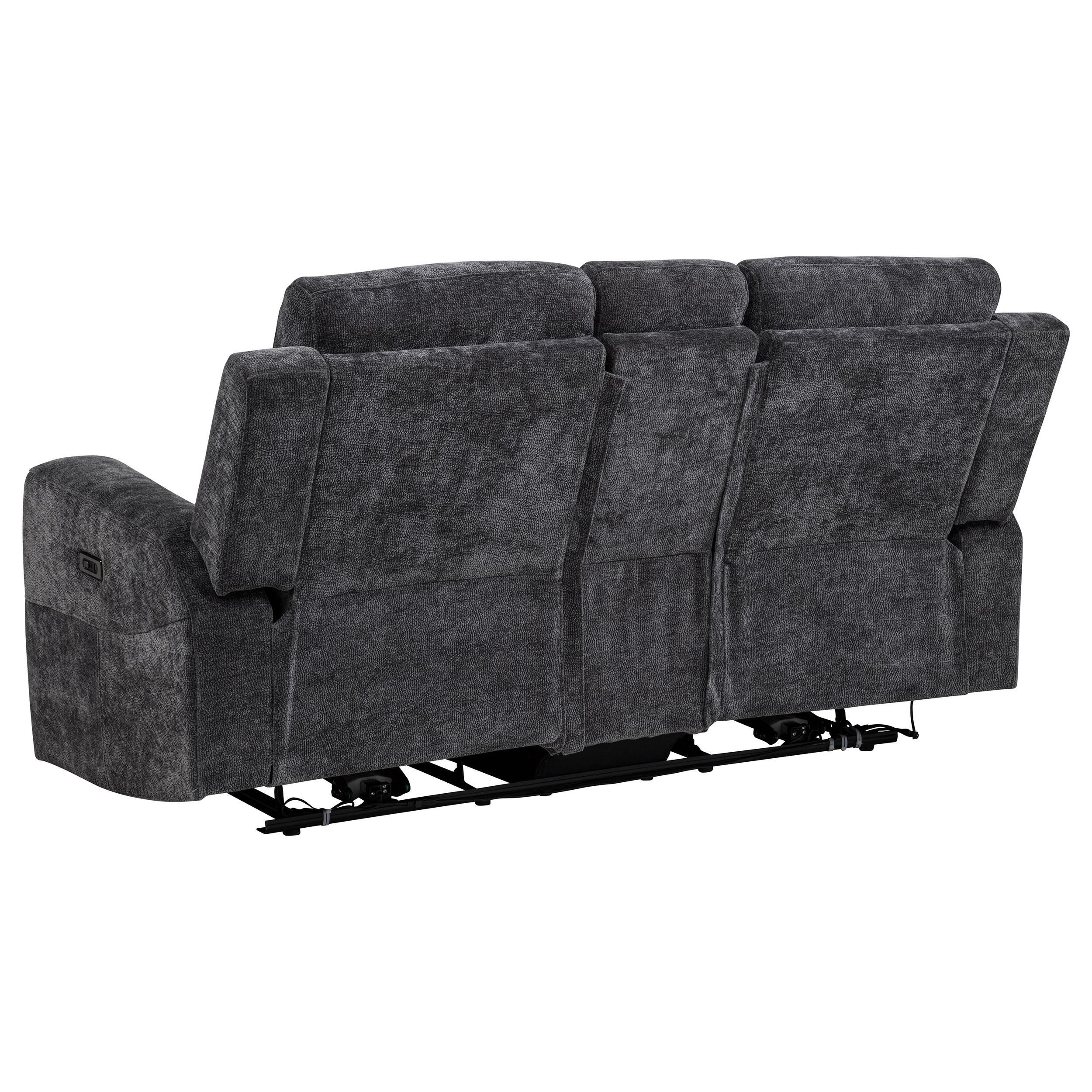  Coaster Furniture Kennett 610155P Chenille Upholstered Power Reclining Loveseat - Grey IMAGE 3