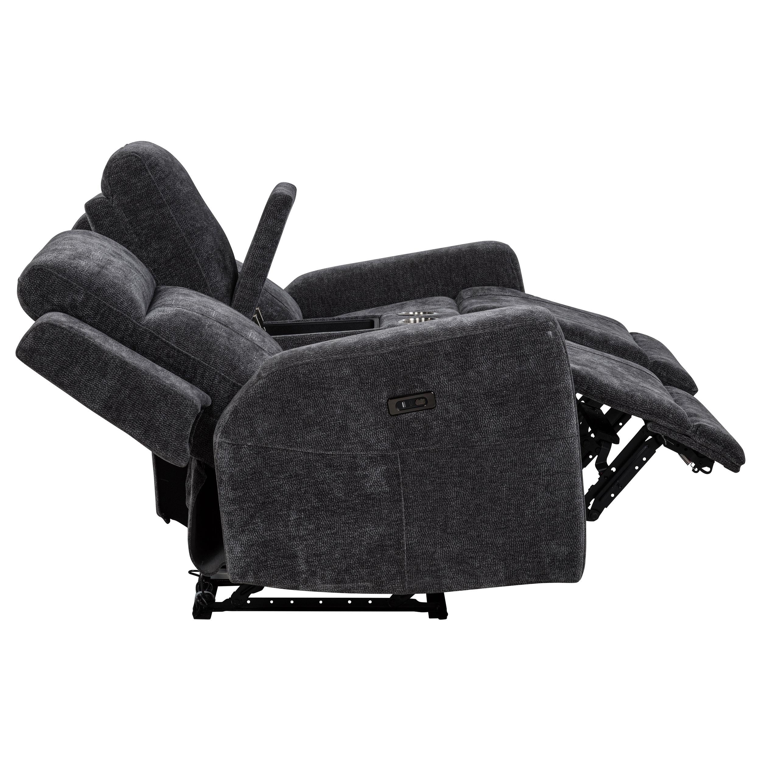  Coaster Furniture Kennett 610155P Chenille Upholstered Power Reclining Loveseat - Grey IMAGE 7