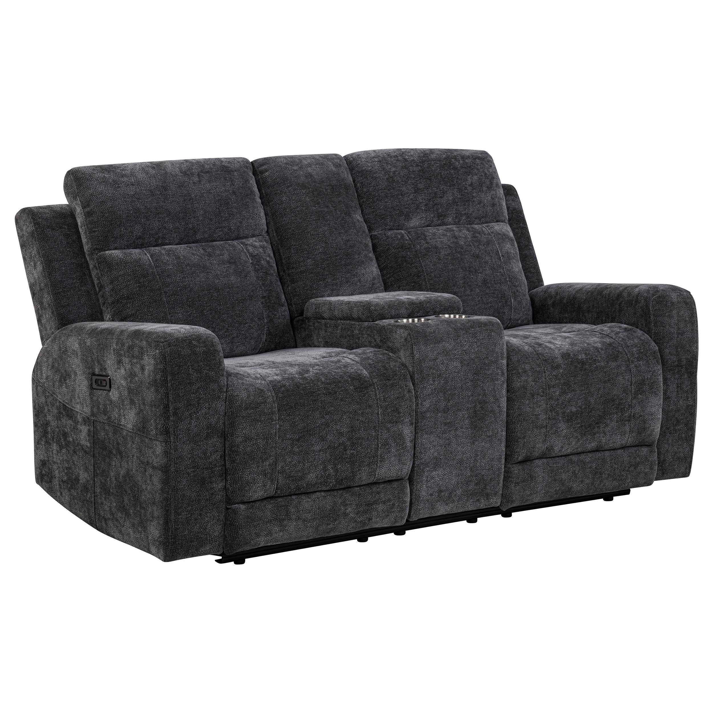  Coaster Furniture Kennett 610155P Chenille Upholstered Power Reclining Loveseat - Grey IMAGE 8