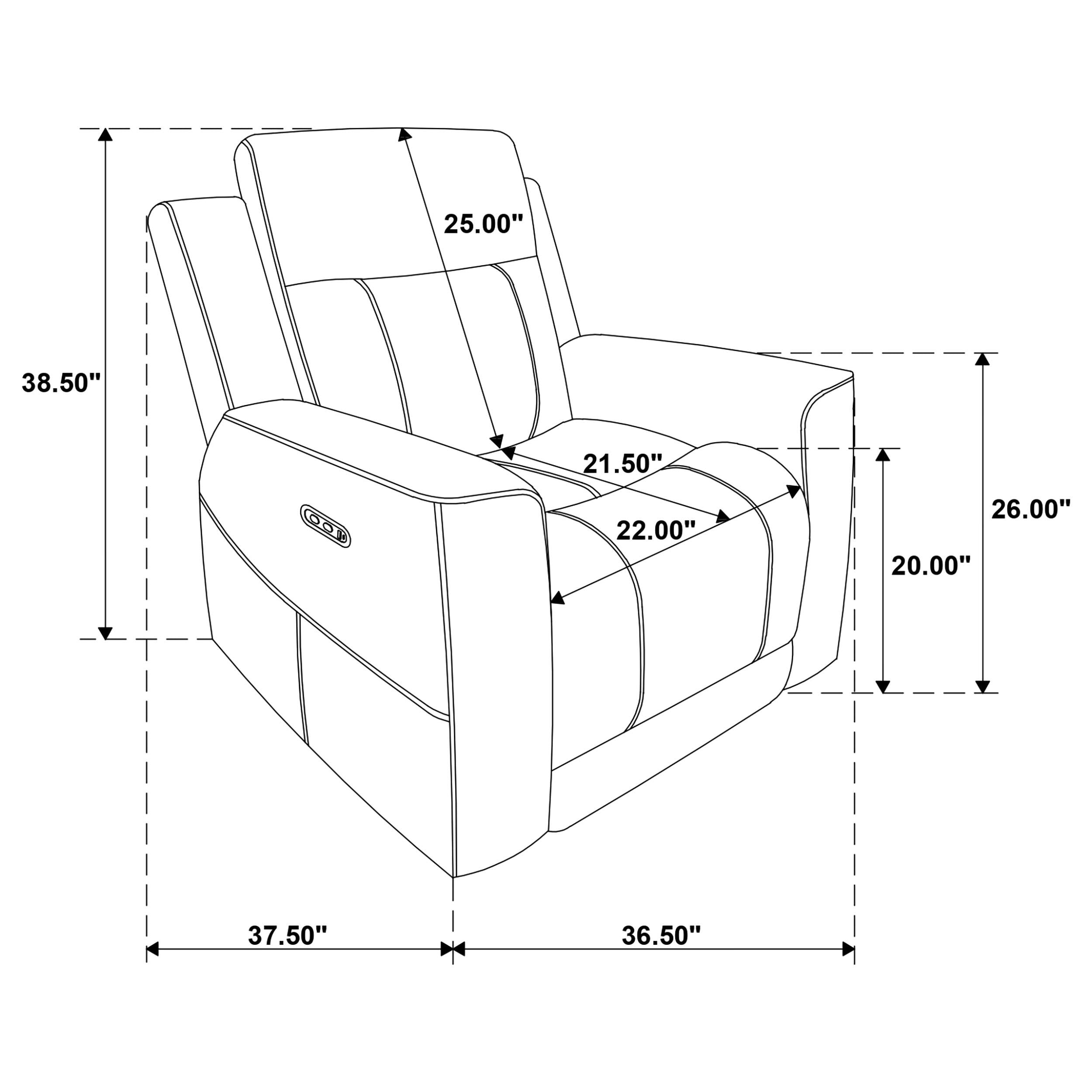  Coaster Furniture Kennett 610156P Chenille Upholstered Power Recliner Chair - Dark Grey IMAGE 10