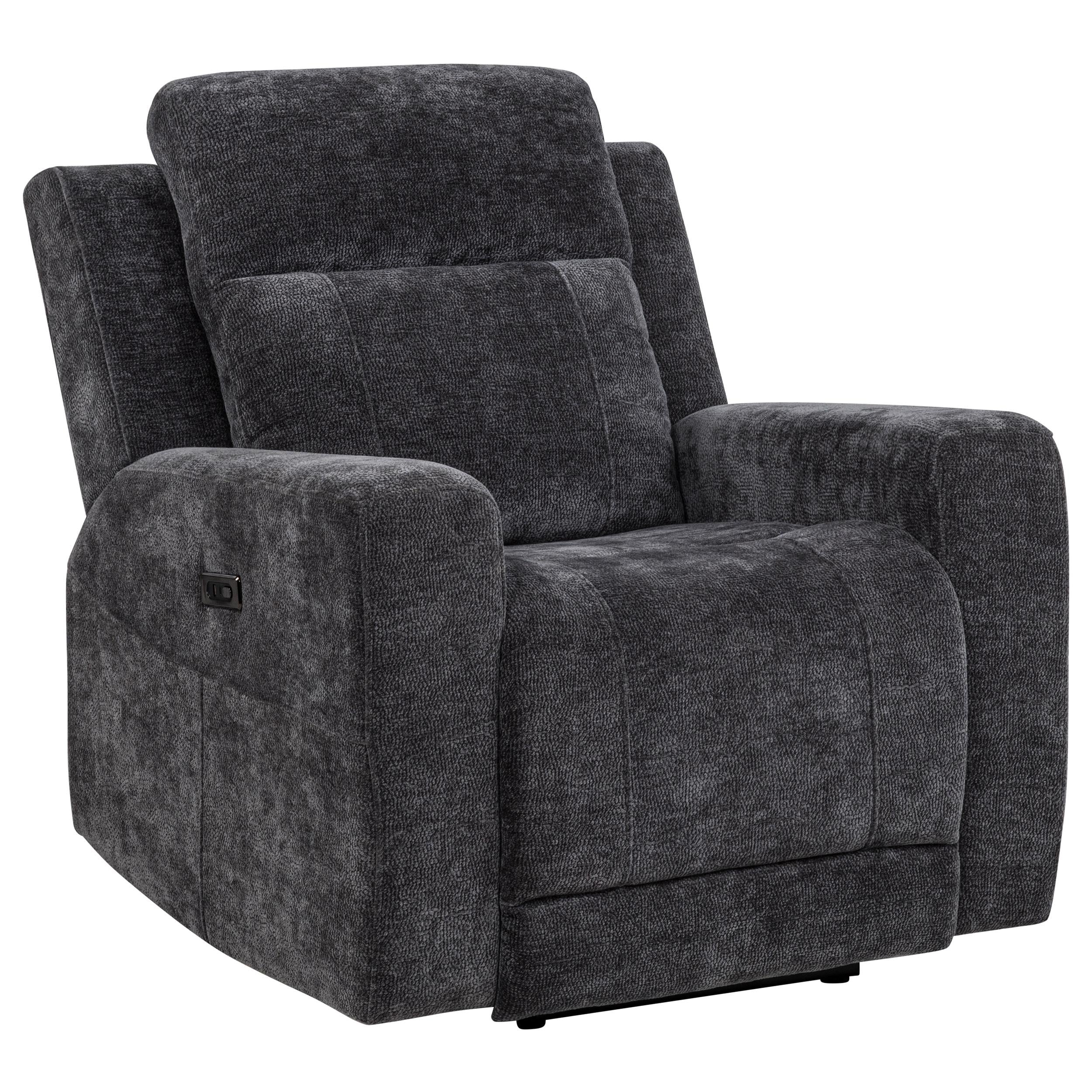  Coaster Furniture Kennett 610156P Chenille Upholstered Power Recliner Chair - Dark Grey IMAGE 11