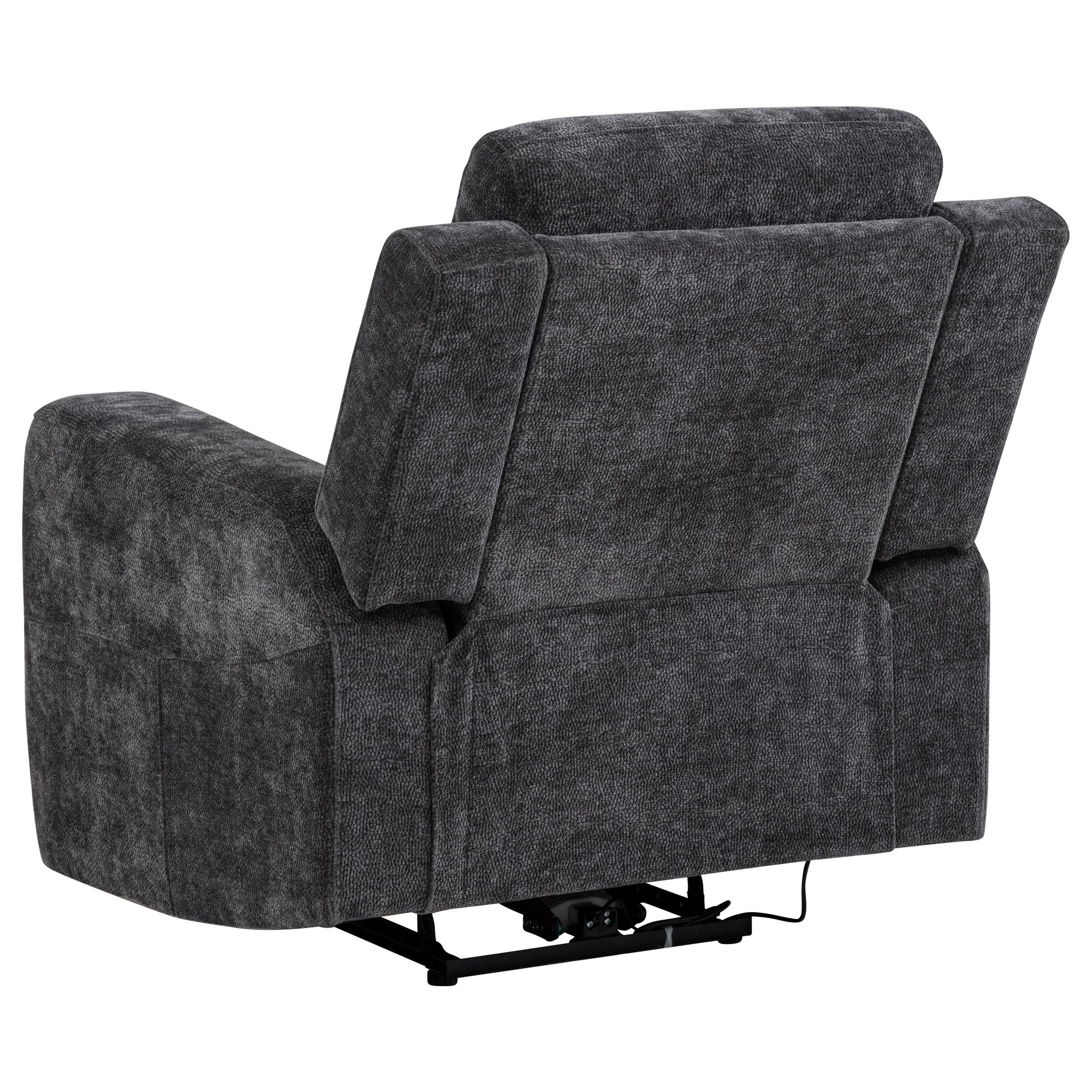  Coaster Furniture Kennett 610156P Chenille Upholstered Power Recliner Chair - Dark Grey IMAGE 3