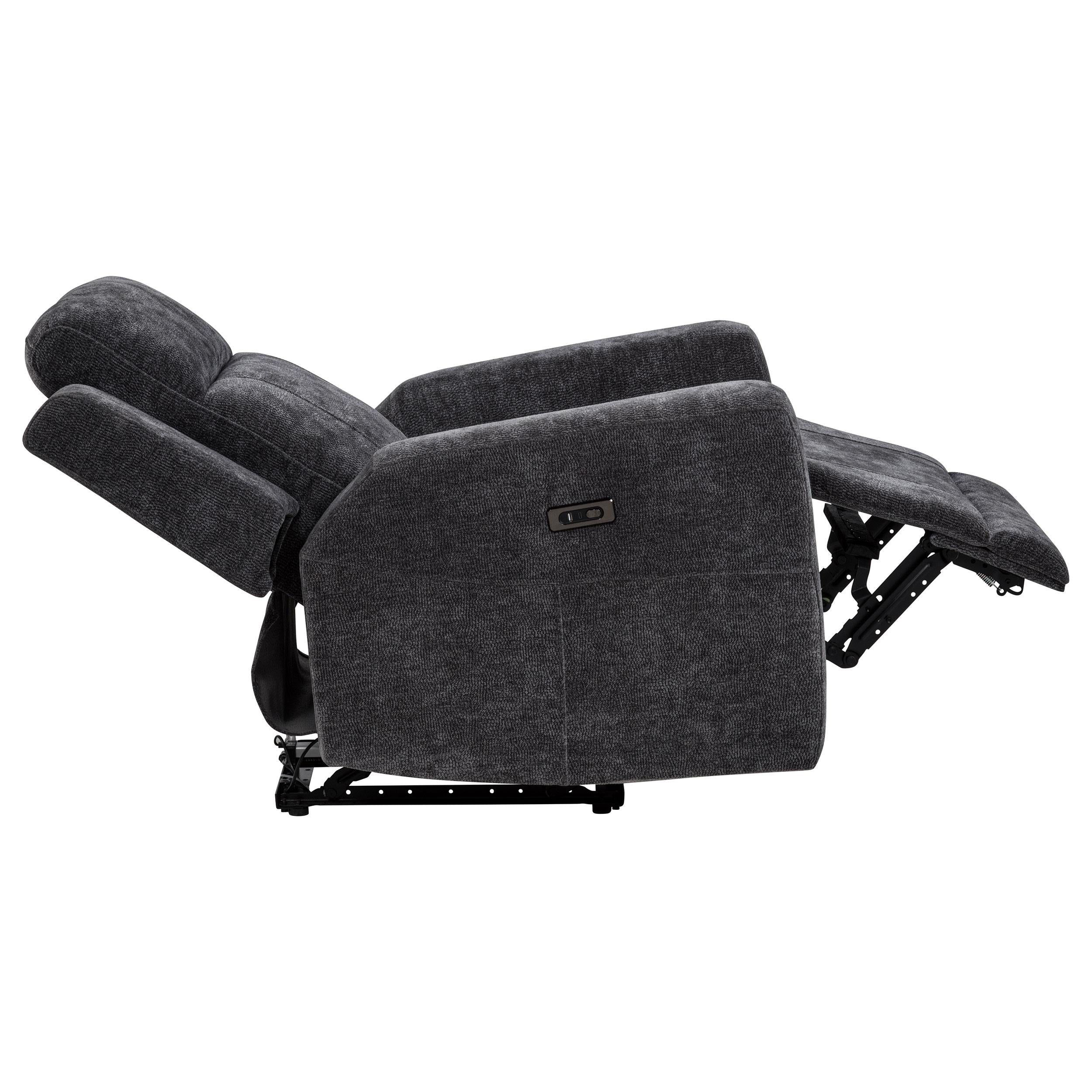  Coaster Furniture Kennett 610156P Chenille Upholstered Power Recliner Chair - Dark Grey IMAGE 6
