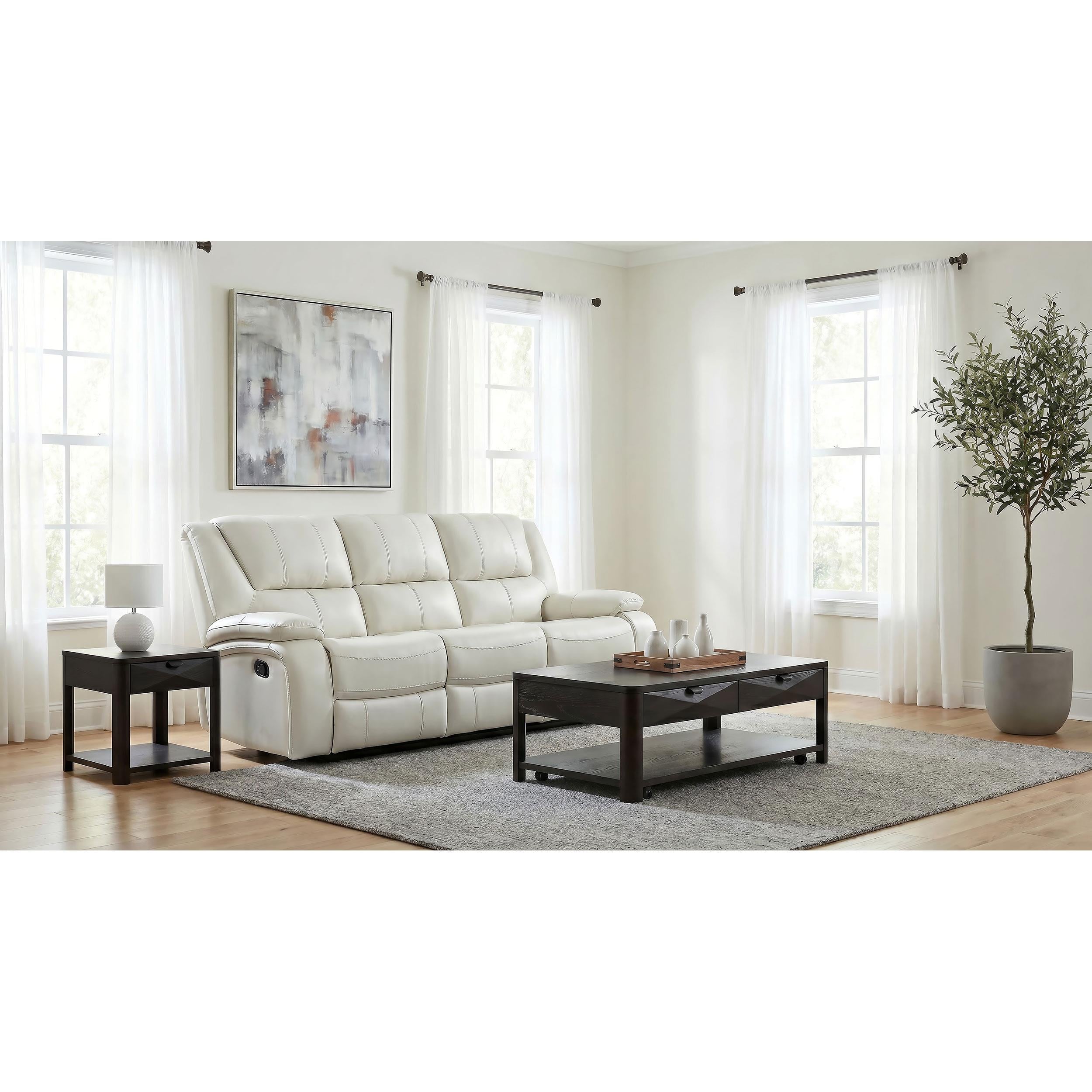  Coaster Furniture Camila 610247 Upholstered Motion Reclining Sofa - White IMAGE 10