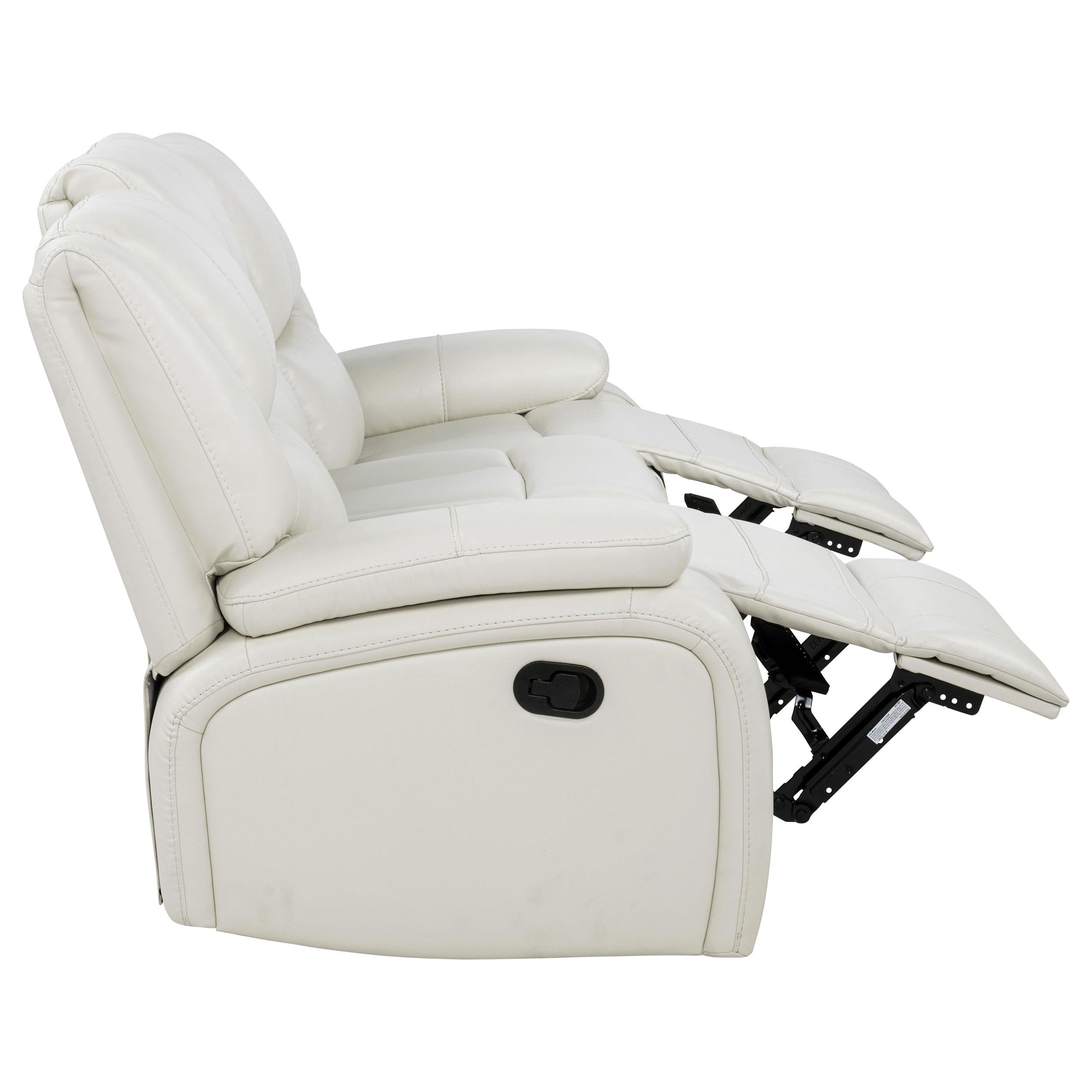  Coaster Furniture Camila 610247 Upholstered Motion Reclining Sofa - White IMAGE 4