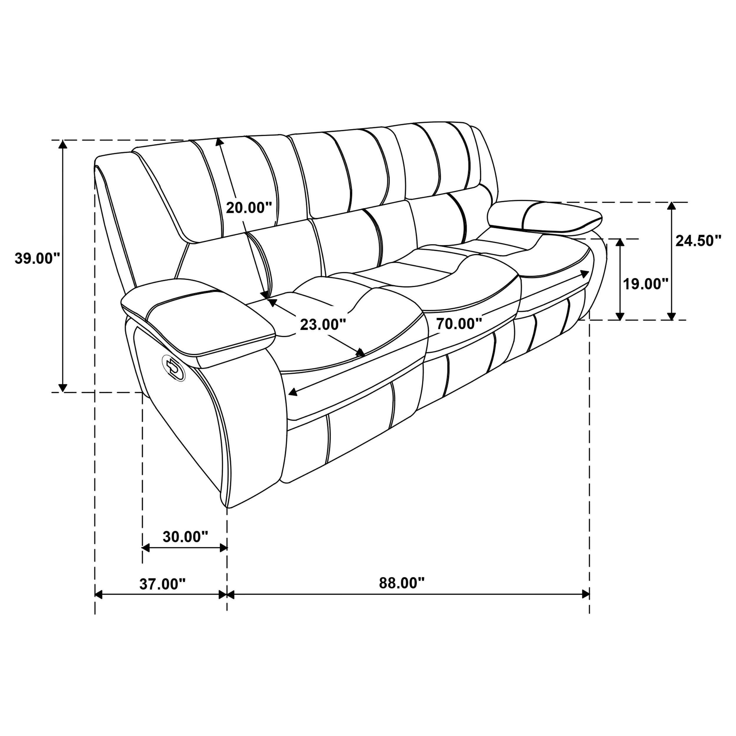  Coaster Furniture Camila 610247 Upholstered Motion Reclining Sofa - White IMAGE 8