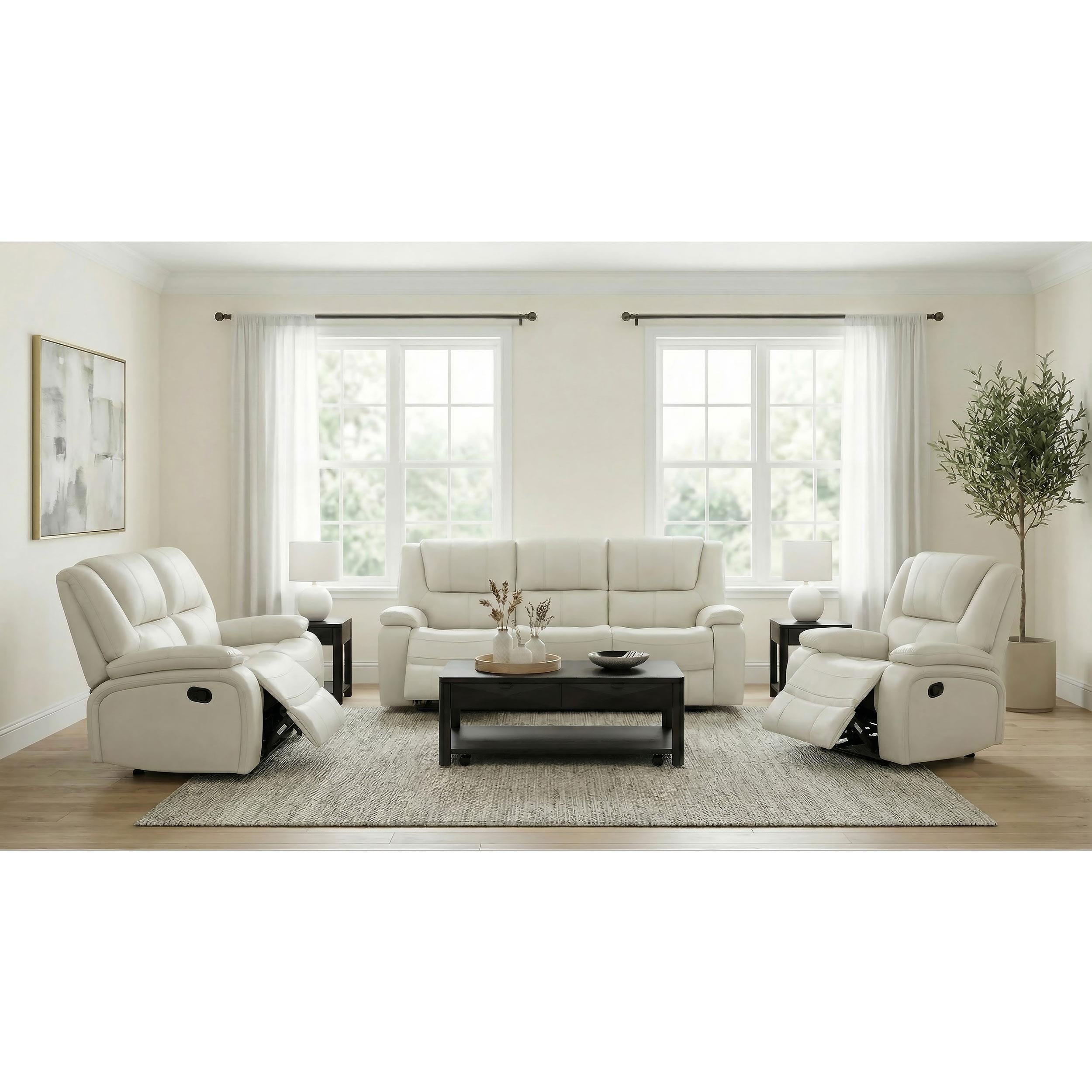  Coaster Furniture Camila 610247 Upholstered Motion Reclining Sofa - White IMAGE 9
