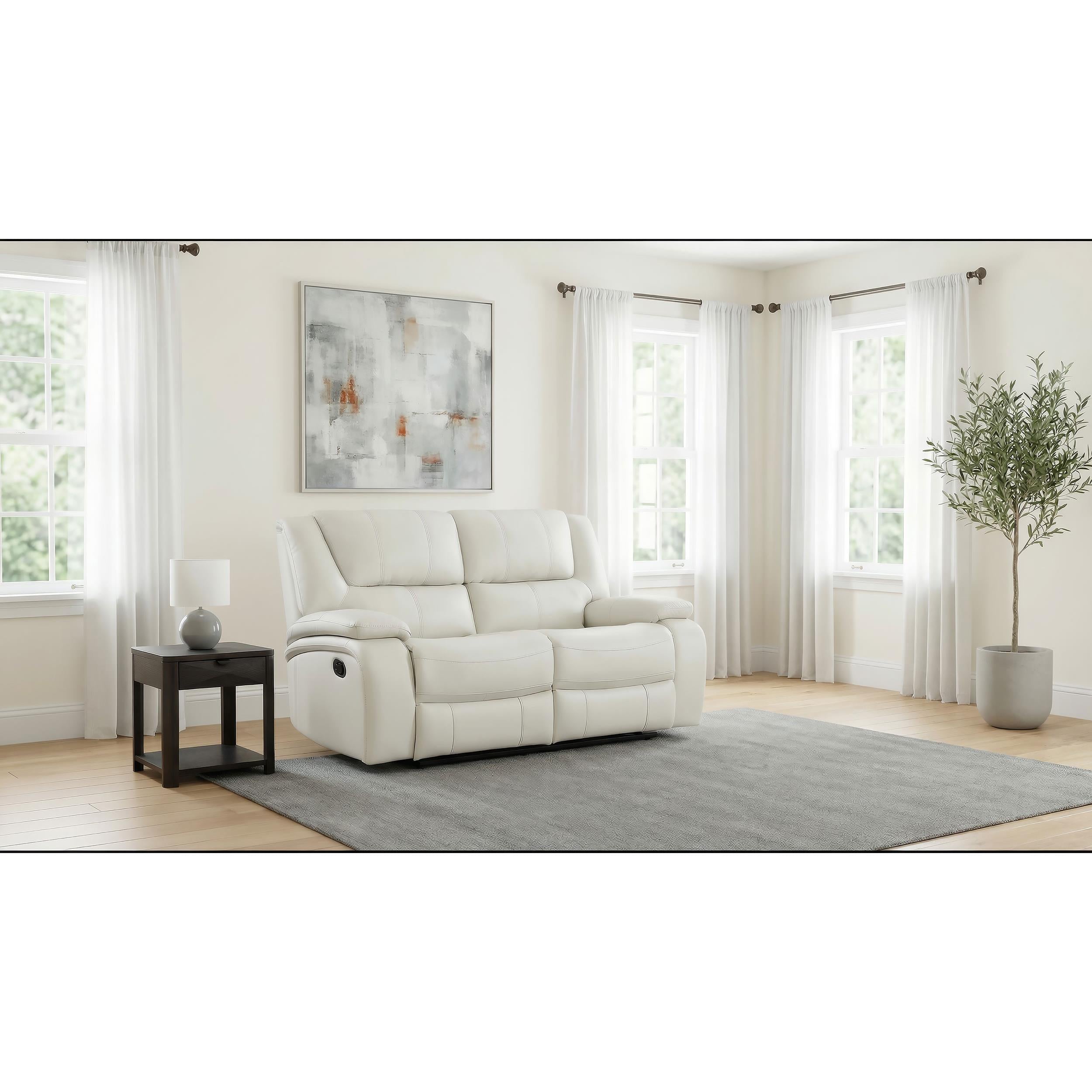  Coaster Furniture Camila 610248 Upholstered Motion Reclining Loveseat - White IMAGE 4