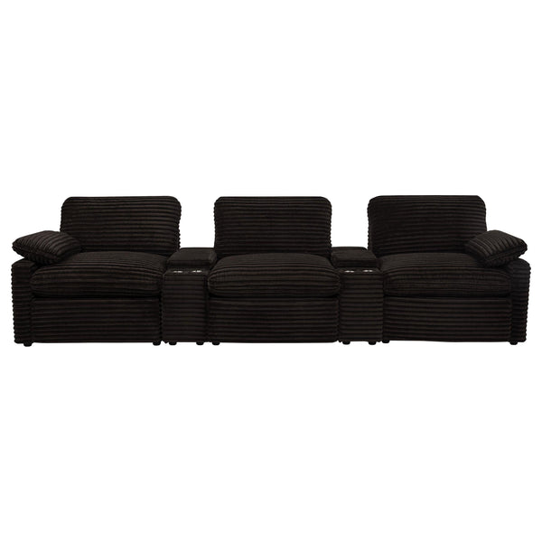 Coaster Furniture Collins 610351PT 5-Piece Power Reclining Home Theater Seating - Chocolate Brown