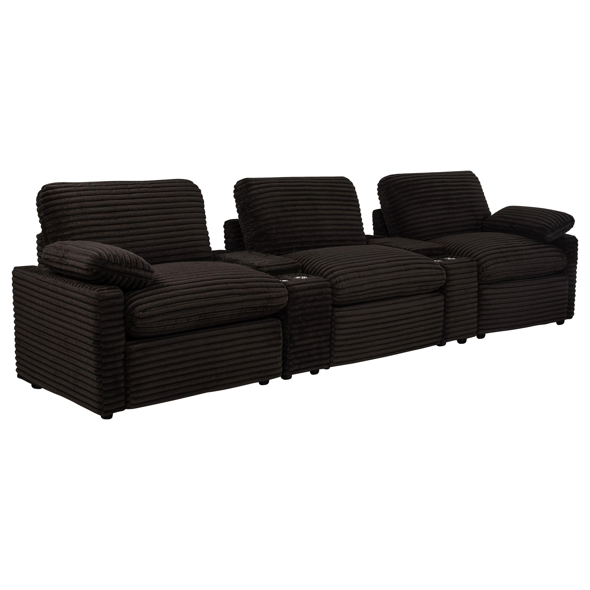  Coaster Furniture Collins 610351PT 5-Piece Power Reclining Home Theater Seating - Chocolate Brown IMAGE 2