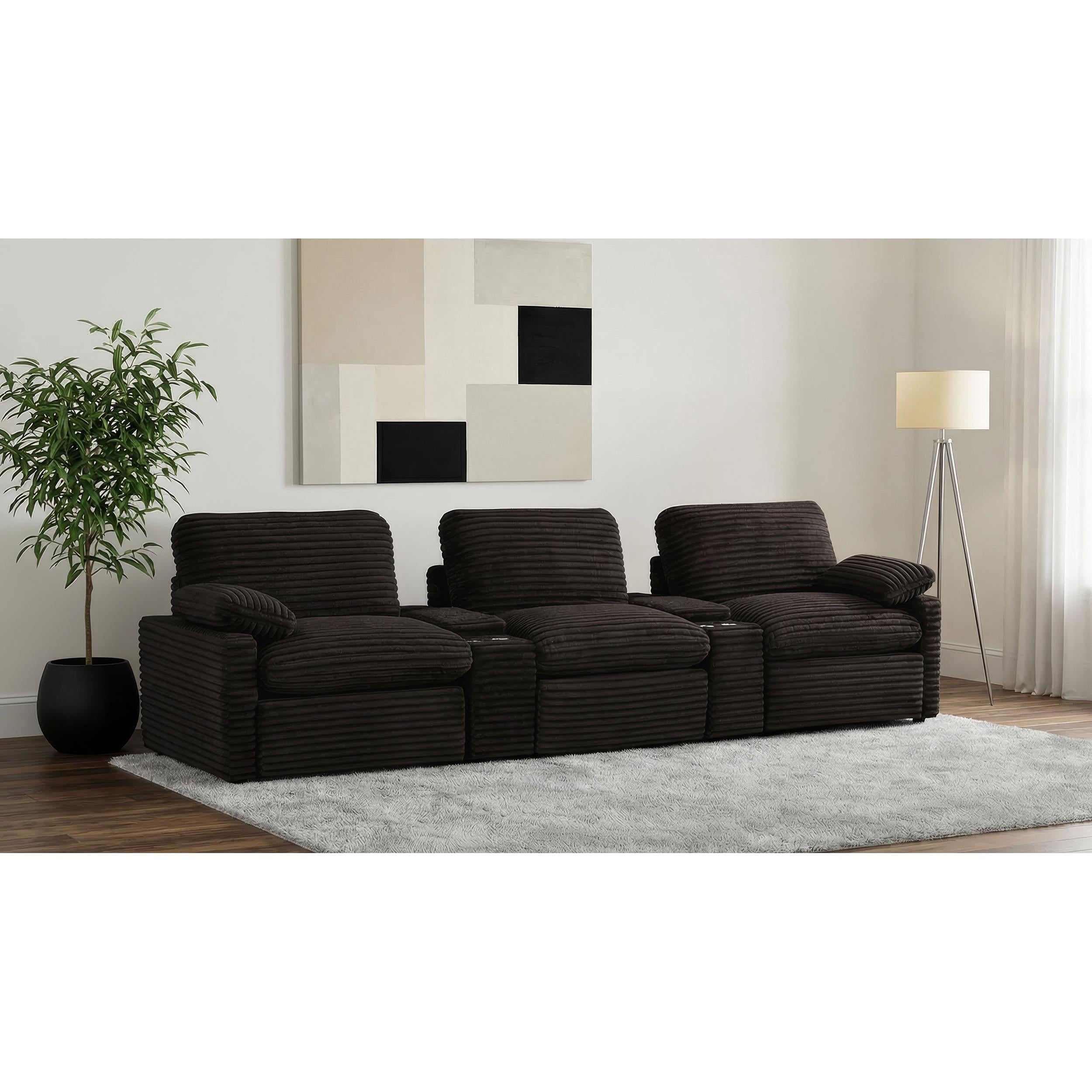  Coaster Furniture Collins 610351PT 5-Piece Power Reclining Home Theater Seating - Chocolate Brown IMAGE 4