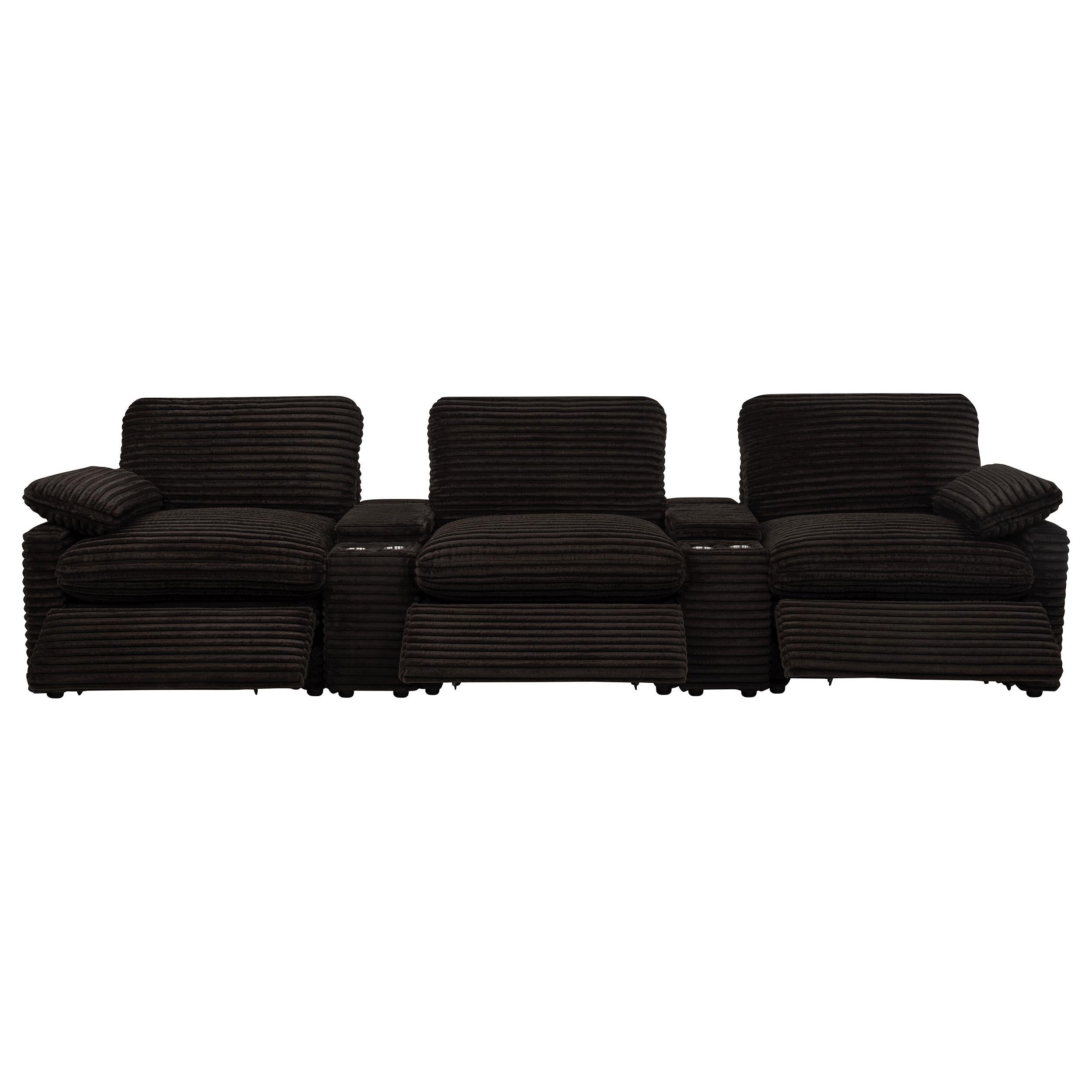  Coaster Furniture Collins 610351PT 5-Piece Power Reclining Home Theater Seating - Chocolate Brown IMAGE 5