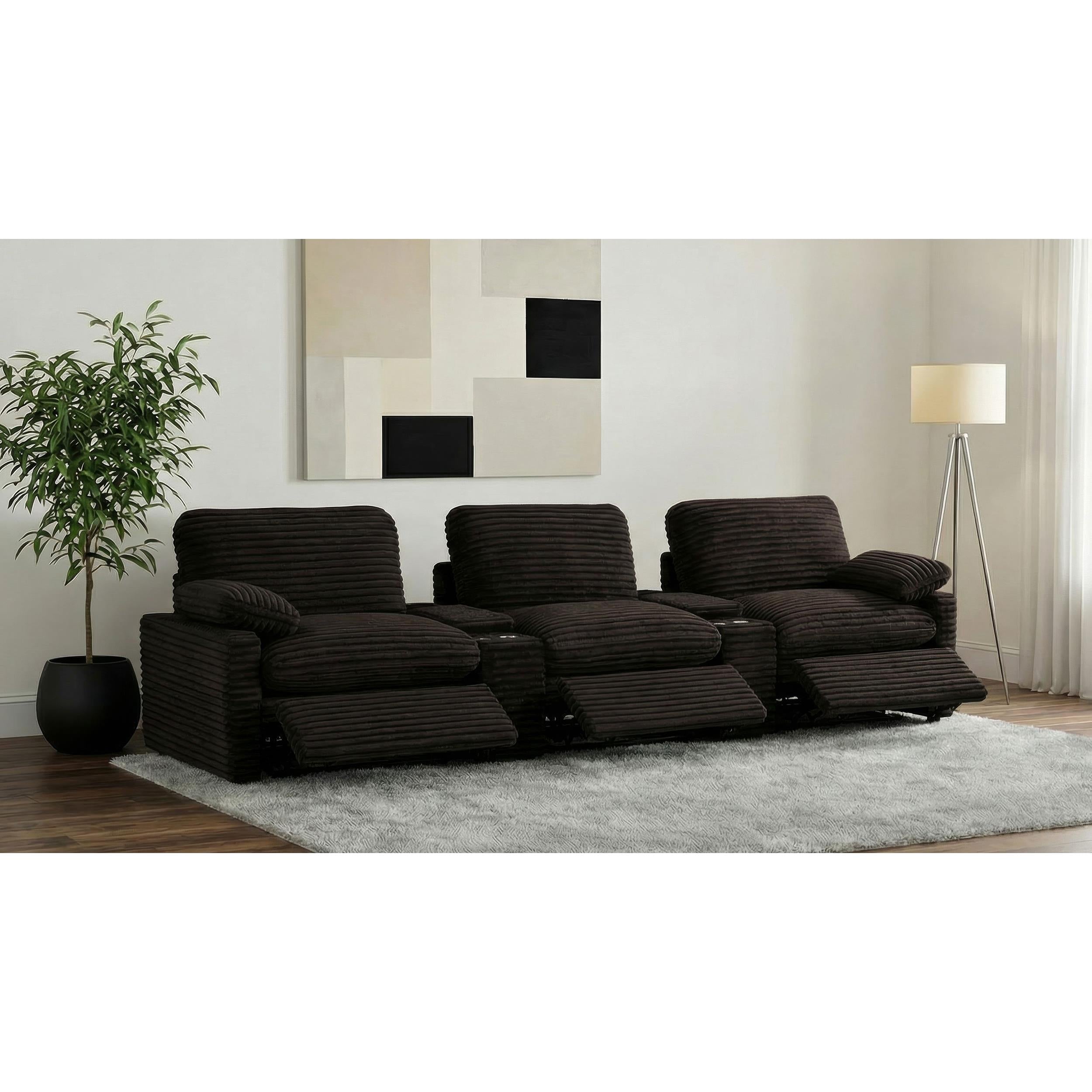  Coaster Furniture Collins 610351PT 5-Piece Power Reclining Home Theater Seating - Chocolate Brown IMAGE 6