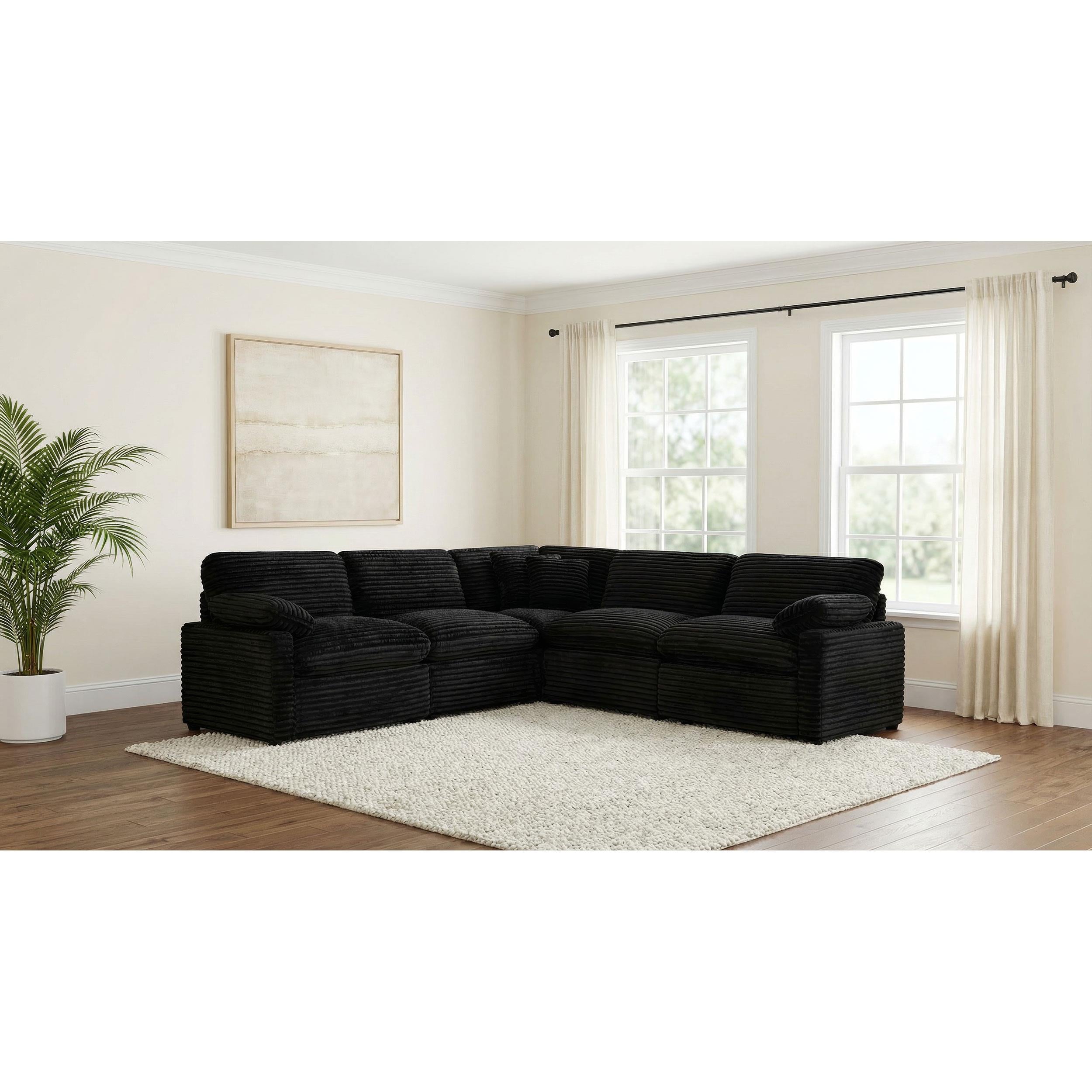  Coaster Furniture Collins 610360P 5-piece Modular Power Reclining Sectional - Black IMAGE 3