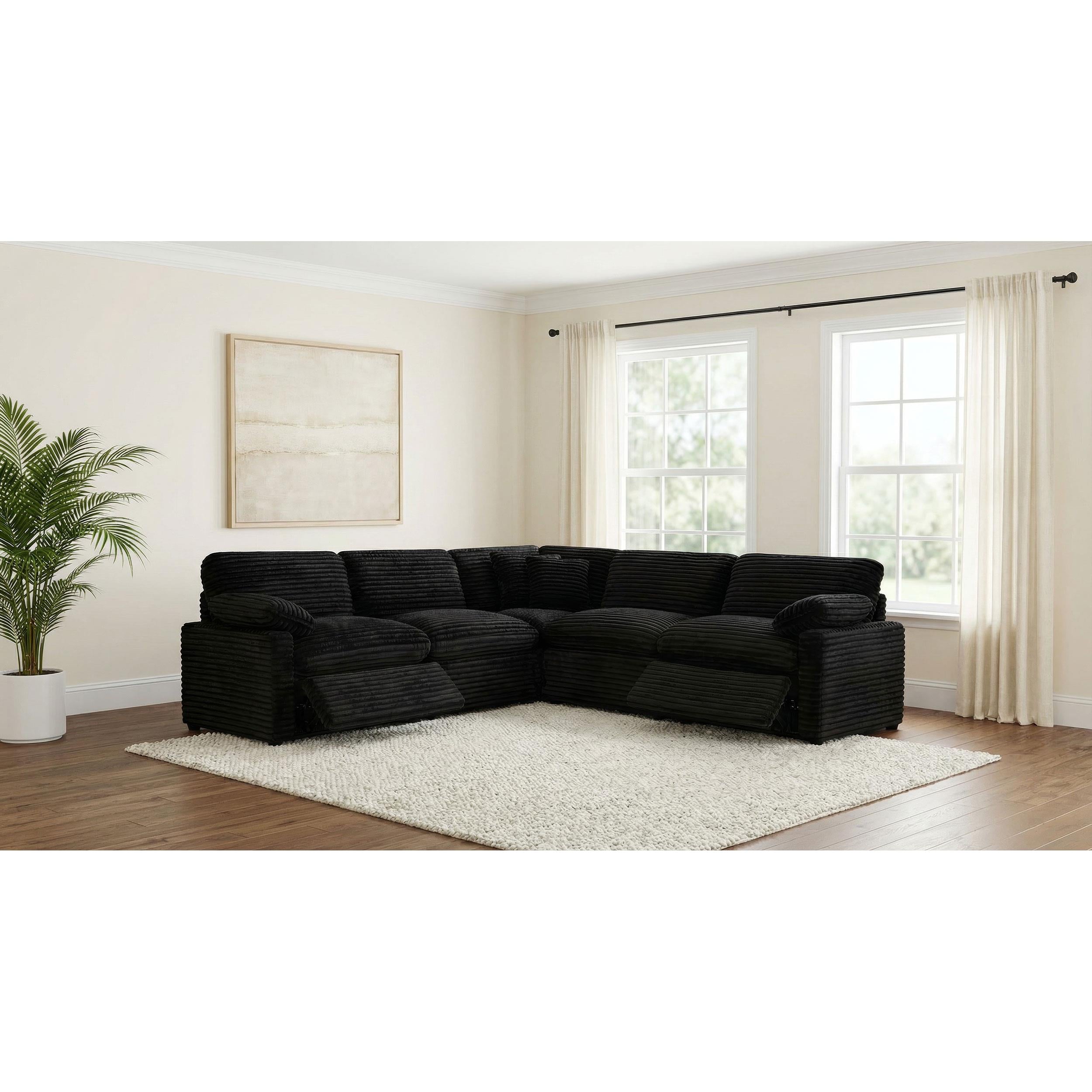 Coaster Furniture Collins 610360P 5-piece Modular Power Reclining Sectional - Black IMAGE 7