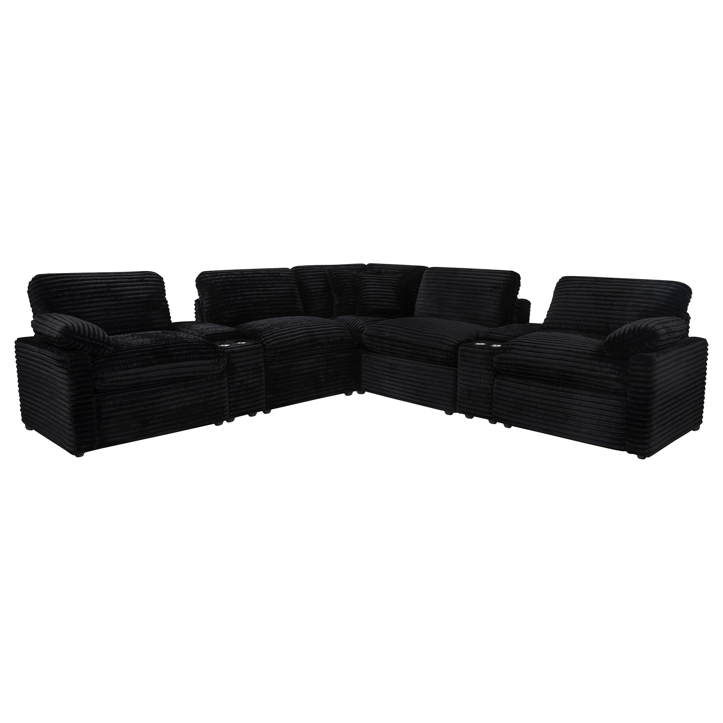  Coaster Furniture Collins 610360P-SETA 7-piece Modular Power Reclining Sectional - Black IMAGE 1