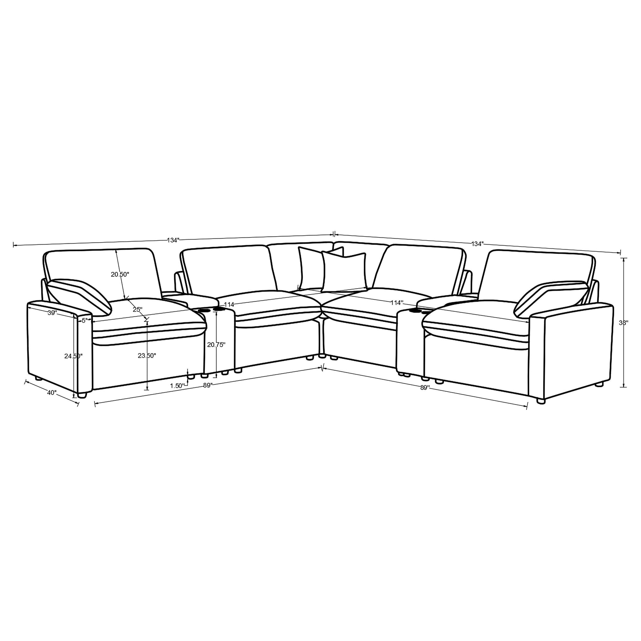  Coaster Furniture Collins 610360P-SETA 7-piece Modular Power Reclining Sectional - Black IMAGE 15