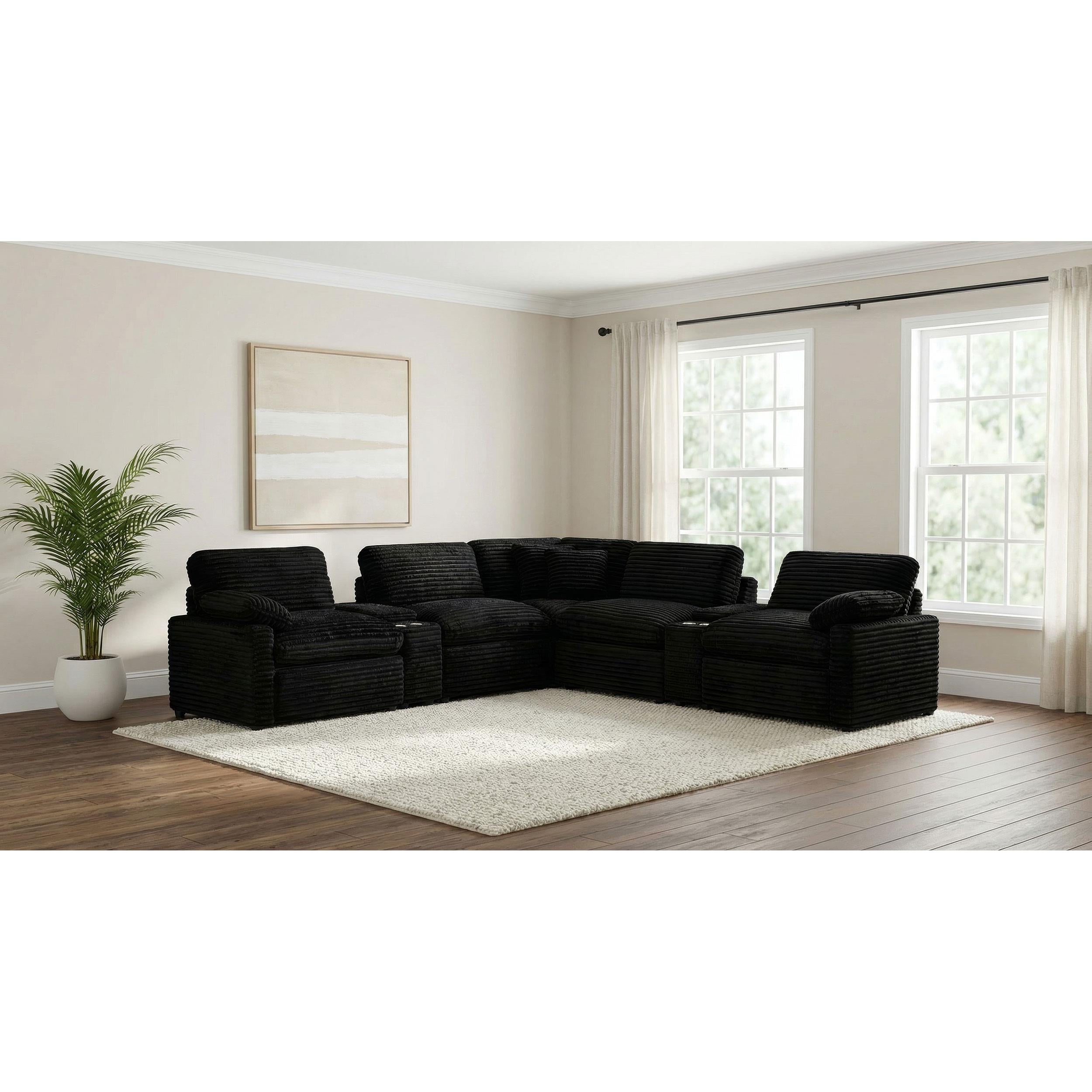  Coaster Furniture Collins 610360P-SETA 7-piece Modular Power Reclining Sectional - Black IMAGE 2