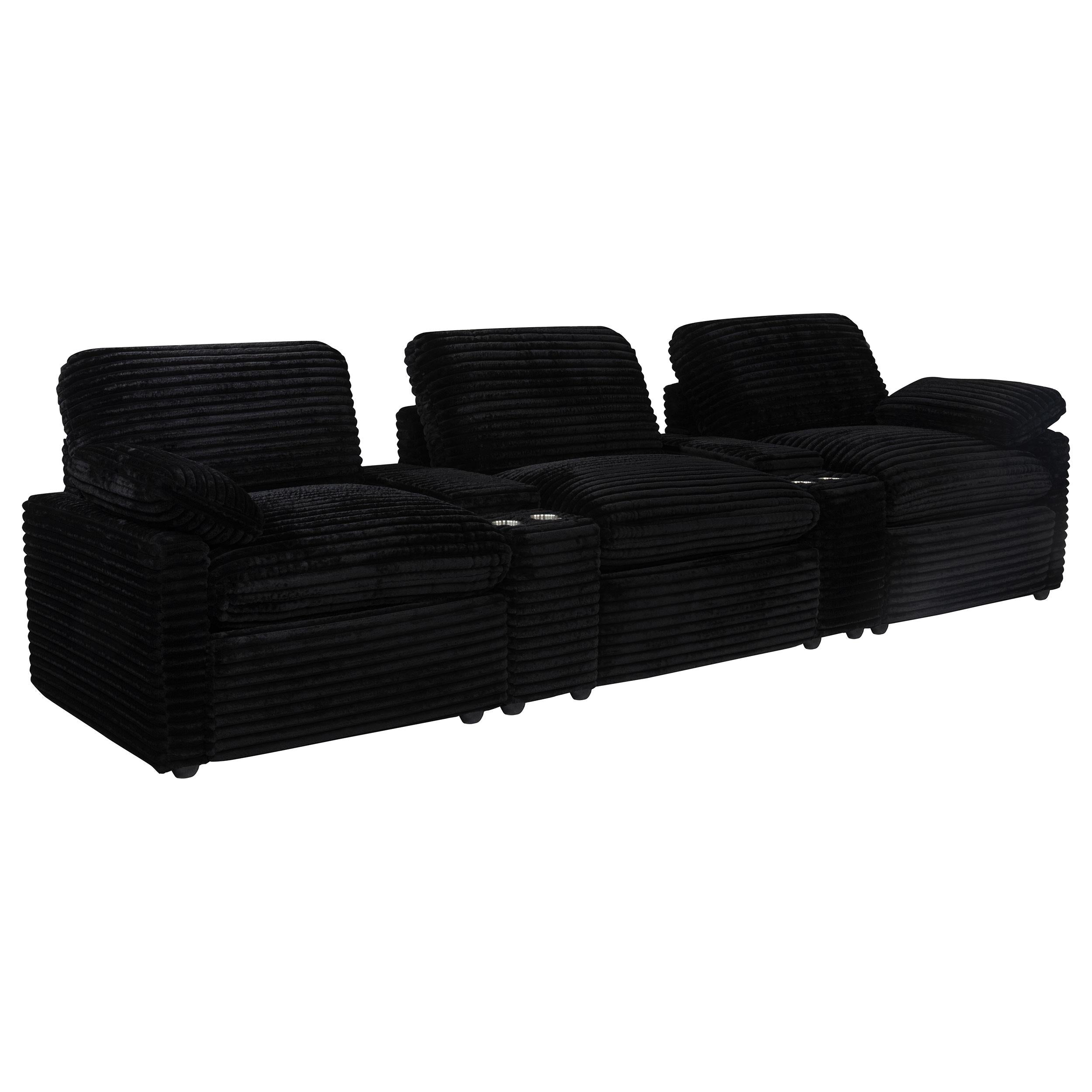 Coaster Furniture Collins 610361PT 5-Piece Power Reclining Home Theater Seating - Black IMAGE 1