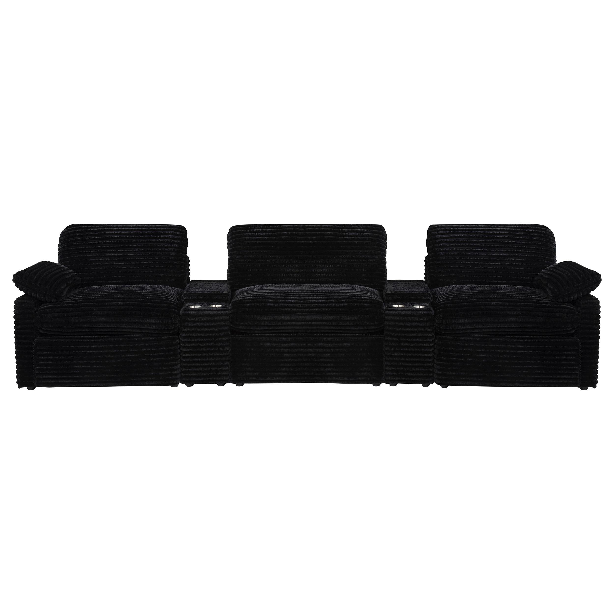  Coaster Furniture Collins 610361PT 5-Piece Power Reclining Home Theater Seating - Black IMAGE 2