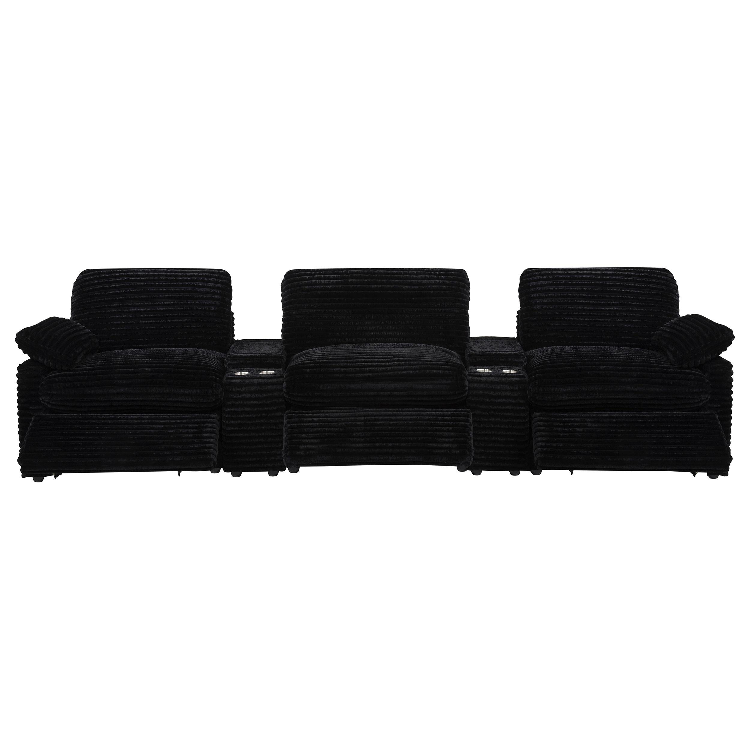  Coaster Furniture Collins 610361PT 5-Piece Power Reclining Home Theater Seating - Black IMAGE 5