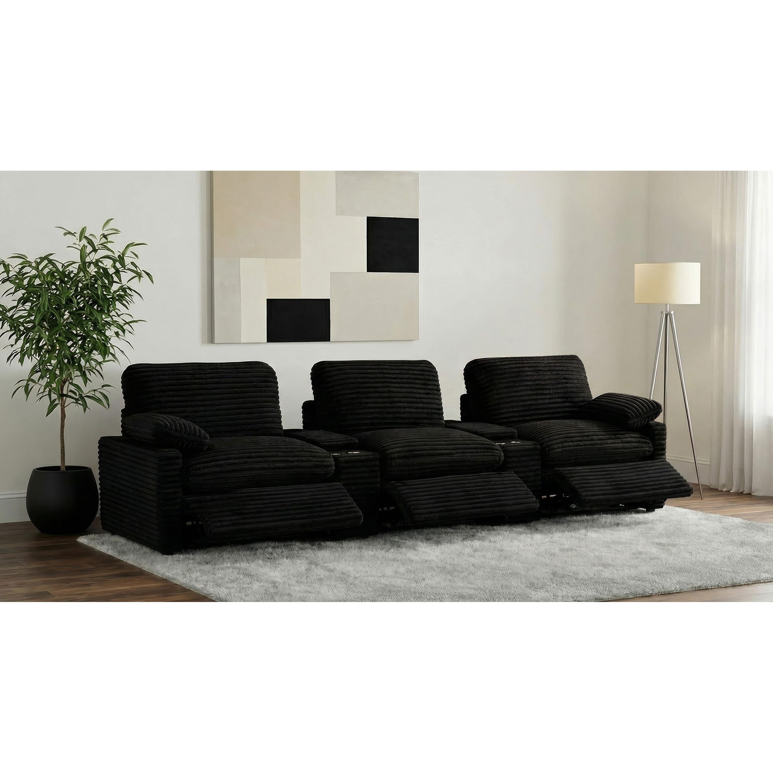  Coaster Furniture Collins 610361PT 5-Piece Power Reclining Home Theater Seating - Black IMAGE 6