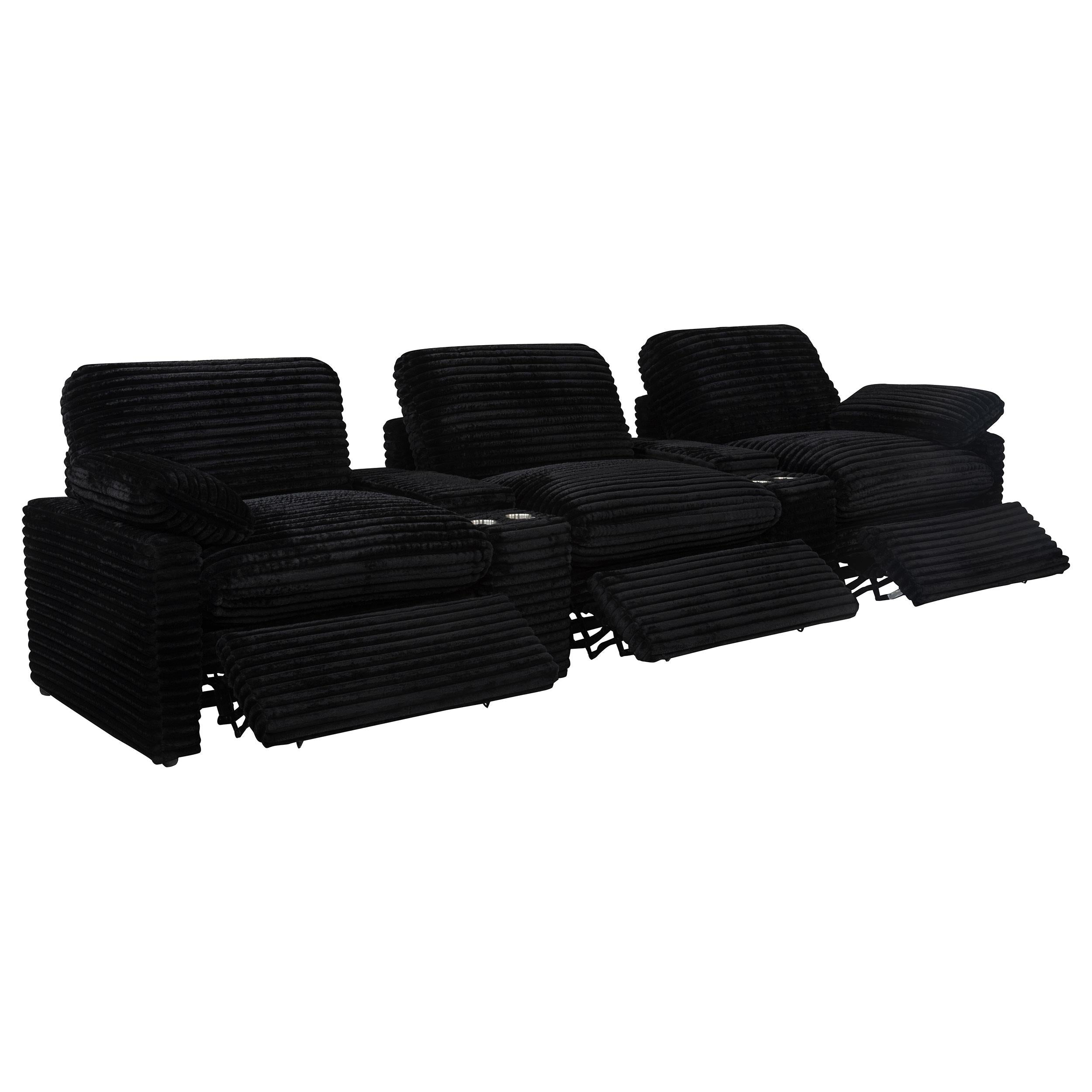  Coaster Furniture Collins 610361PT 5-Piece Power Reclining Home Theater Seating - Black IMAGE 9
