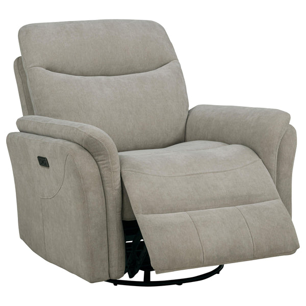 Coaster Furniture Adler 610423P Upholstered Power Swivel Glider Recliner - Greige