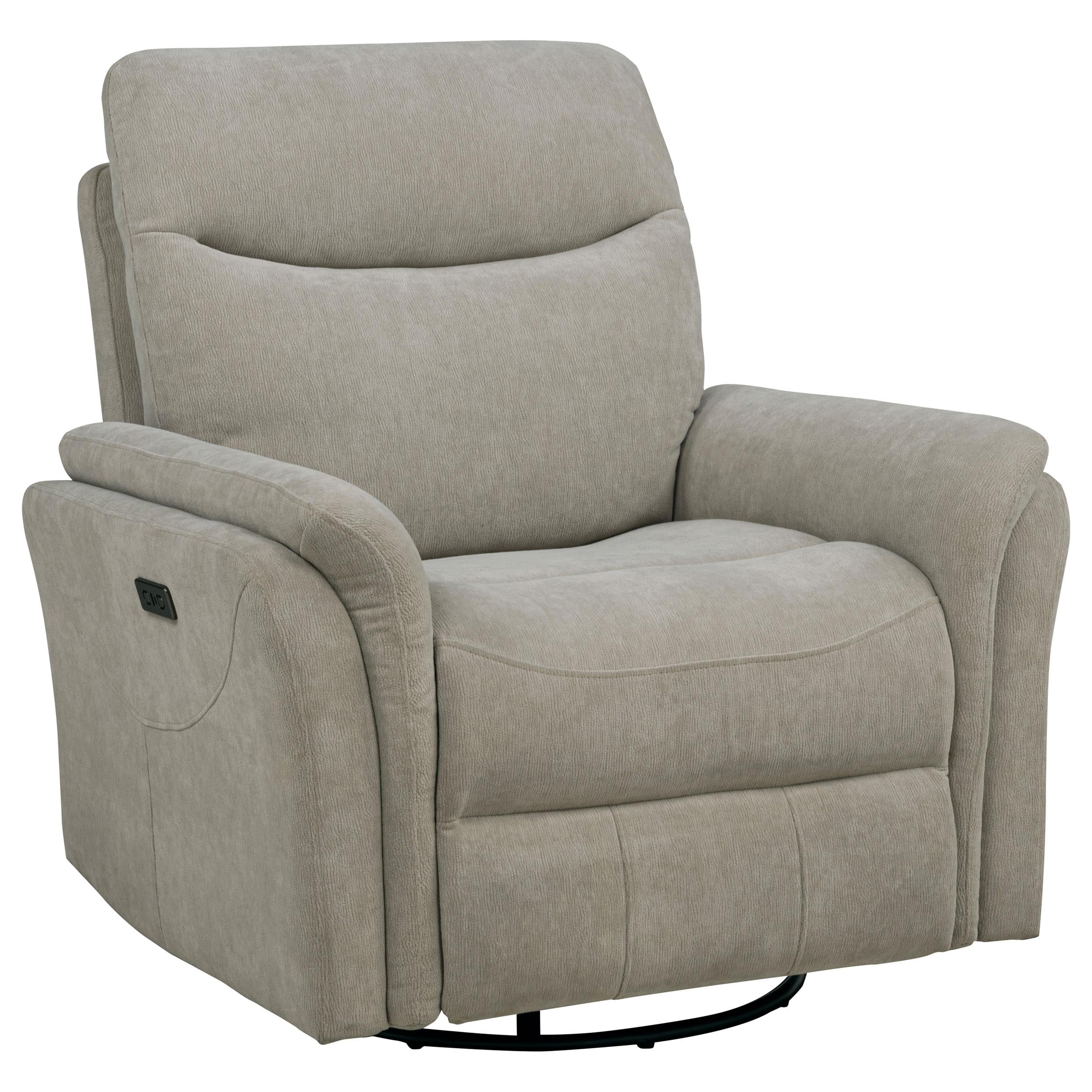  Coaster Furniture Adler 610423P Upholstered Power Swivel Glider Recliner - Greige IMAGE 11