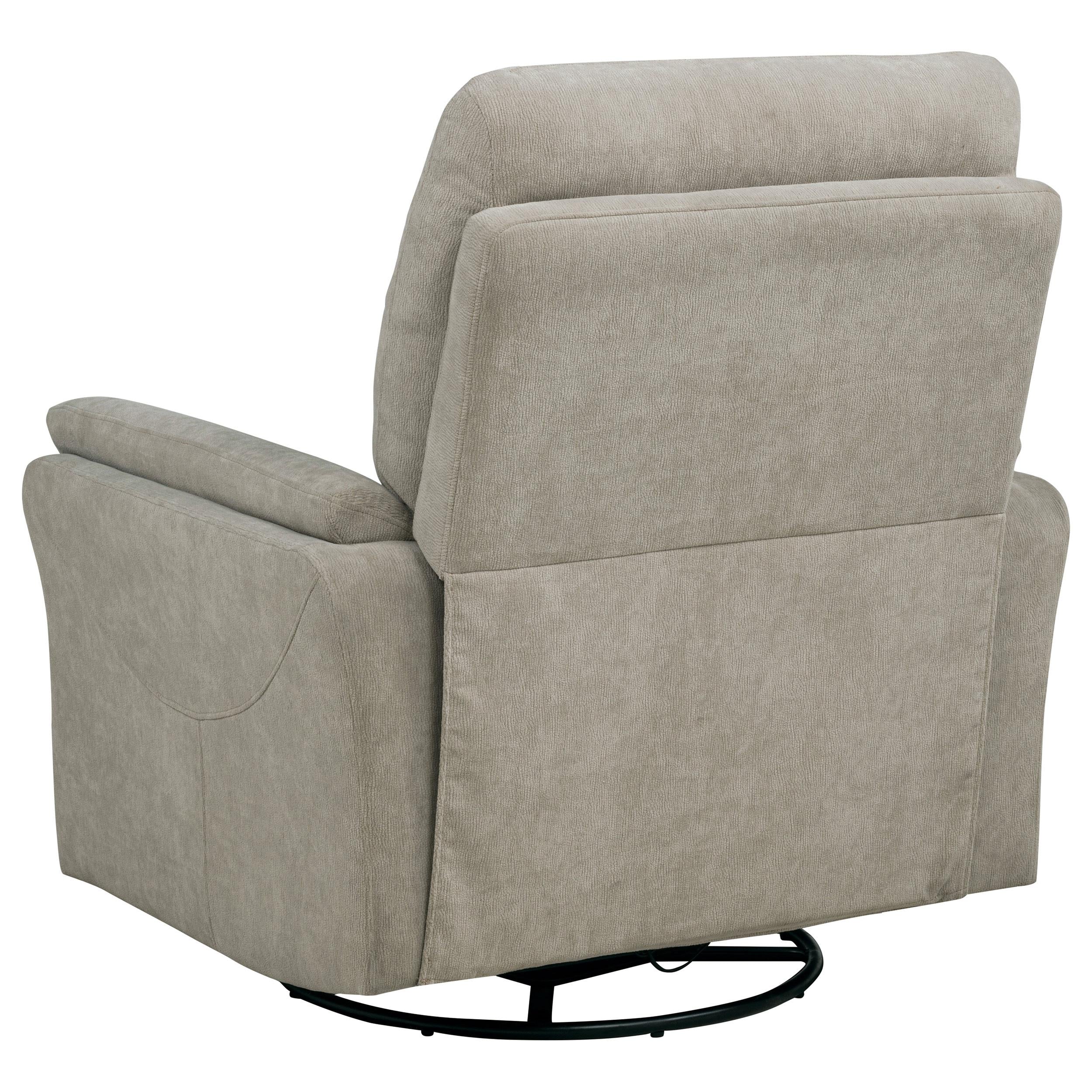  Coaster Furniture Adler 610423P Upholstered Power Swivel Glider Recliner - Greige IMAGE 2