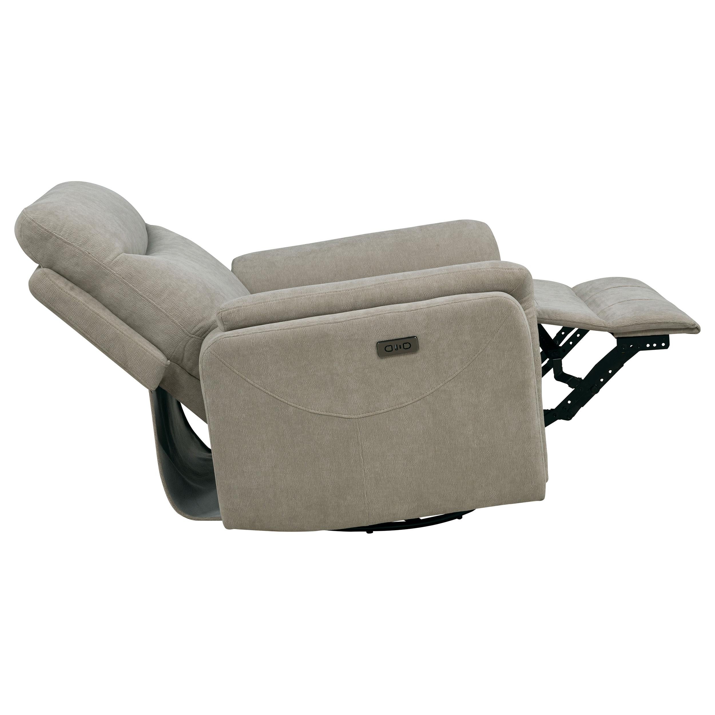  Coaster Furniture Adler 610423P Upholstered Power Swivel Glider Recliner - Greige IMAGE 3