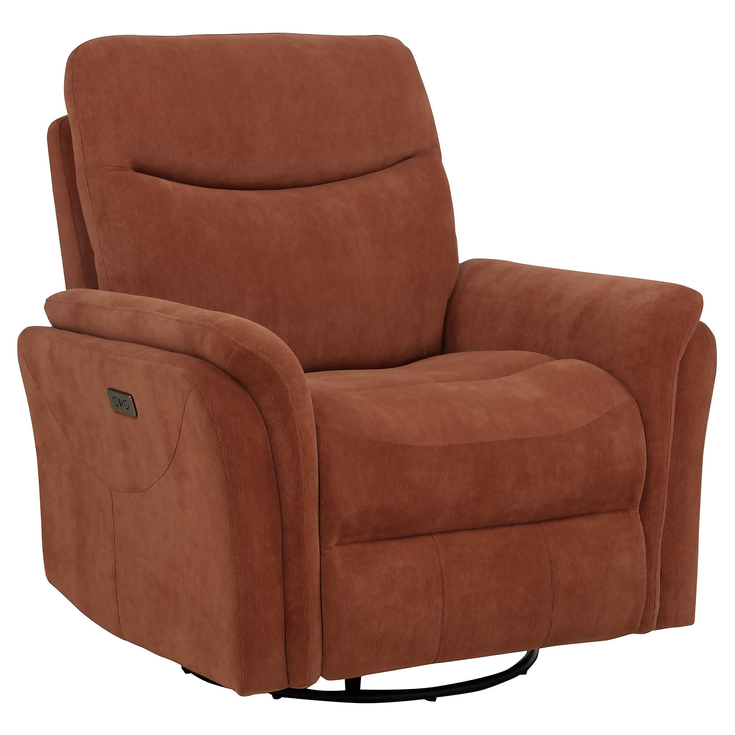  Coaster Furniture Adler 610433P Upholstered Power Swivel Glider Recliner - Rust IMAGE 11