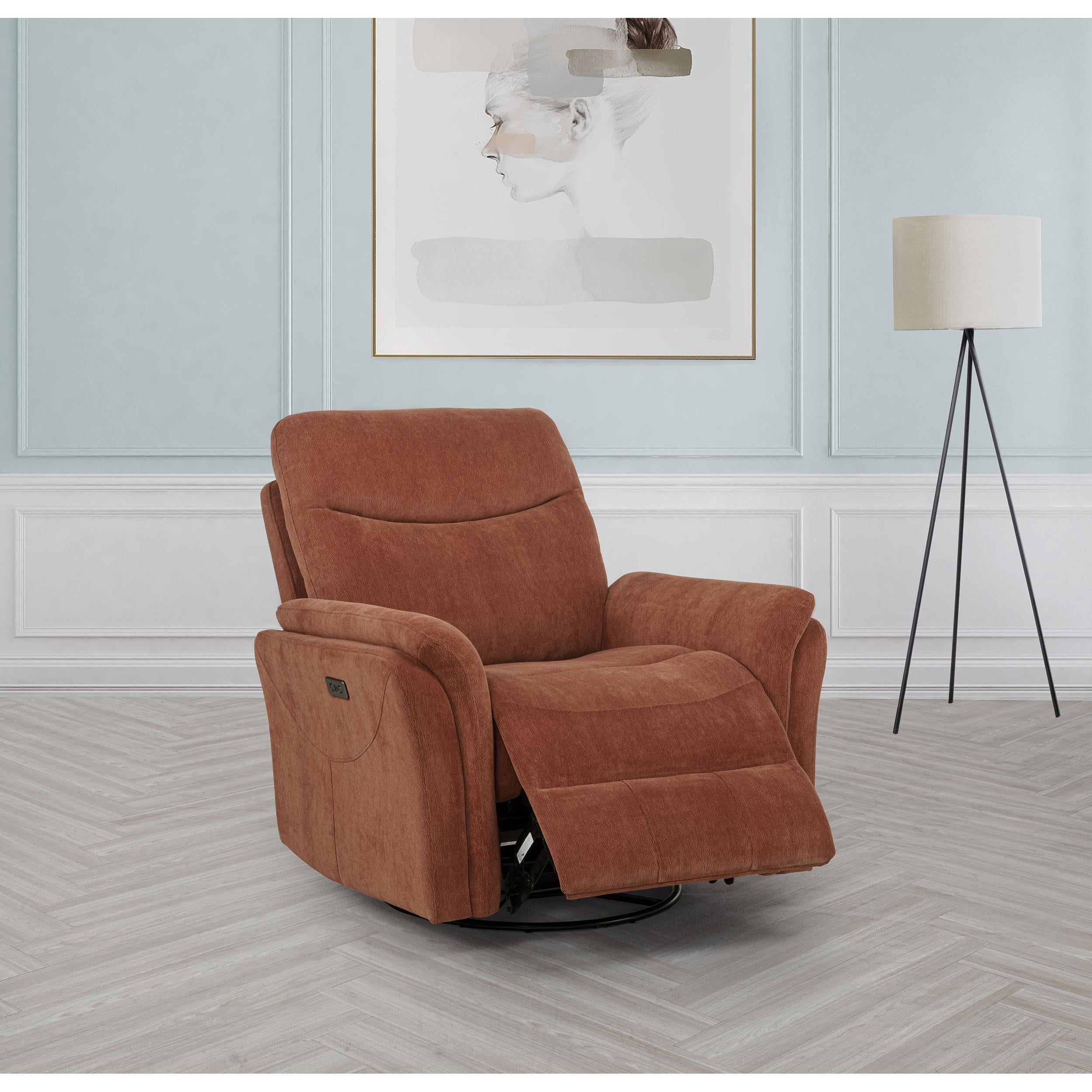  Coaster Furniture Adler 610433P Upholstered Power Swivel Glider Recliner - Rust IMAGE 3