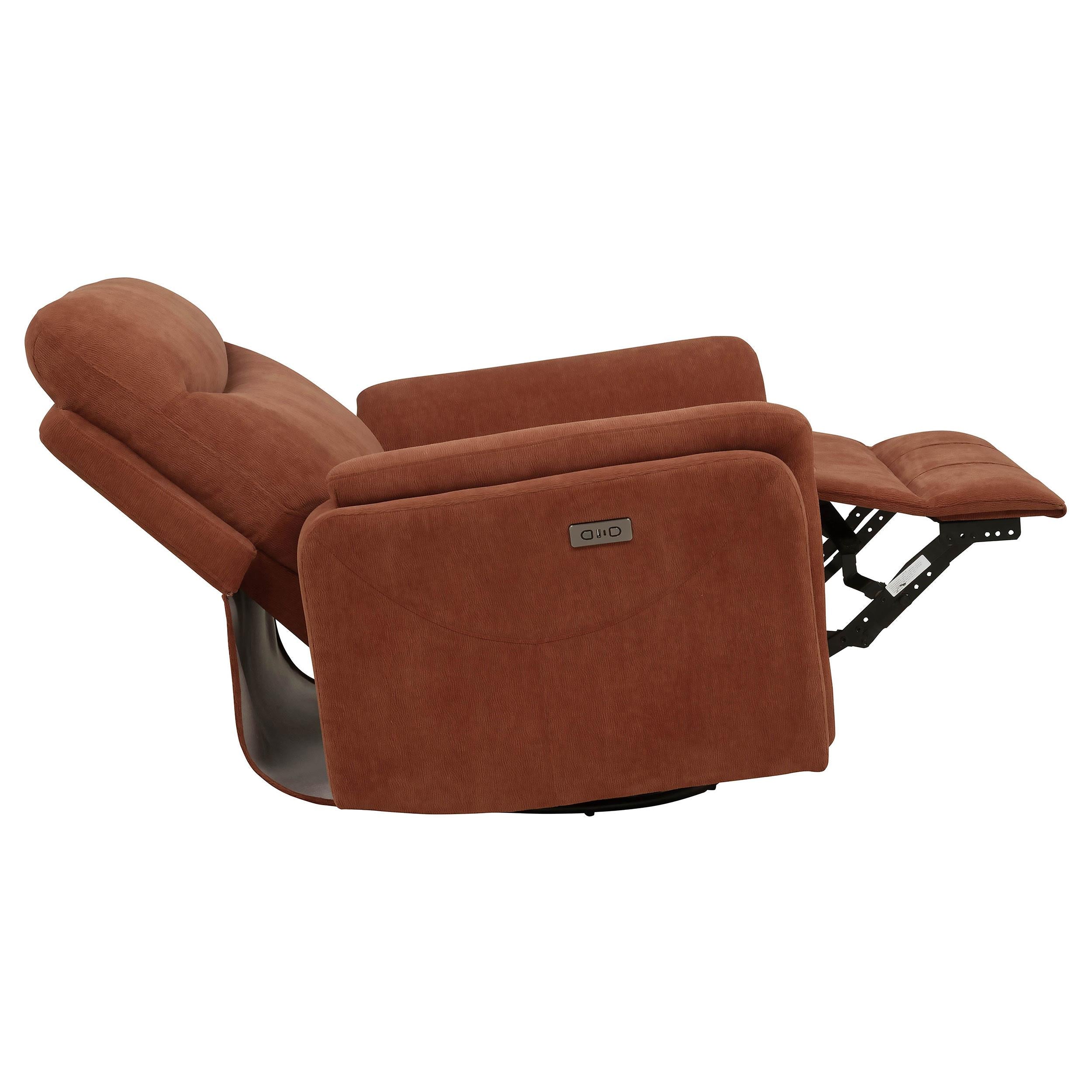 Coaster Furniture Adler 610433P Upholstered Power Swivel Glider Recliner - Rust IMAGE 6