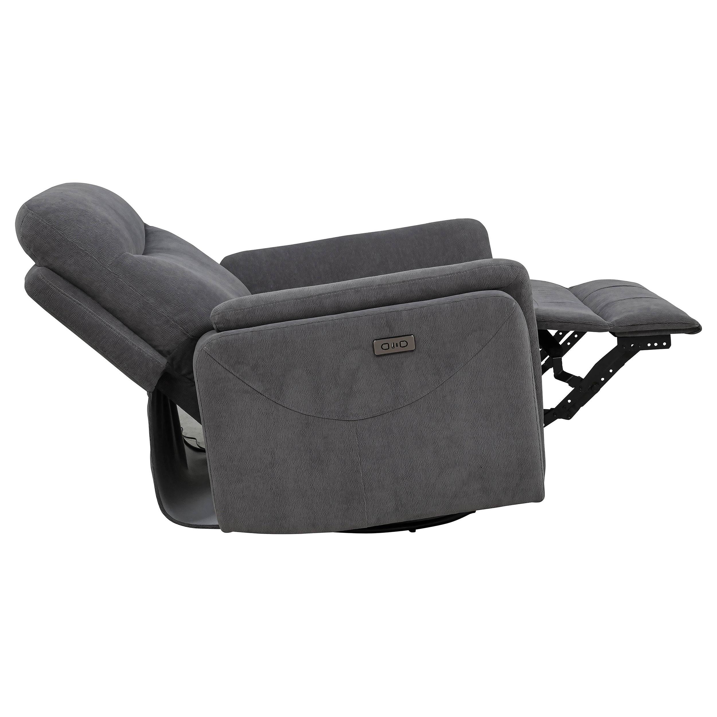  Coaster Furniture Adler 610443P Upholstered Power Swivel Glider Recliner - Charcoal Grey IMAGE 7
