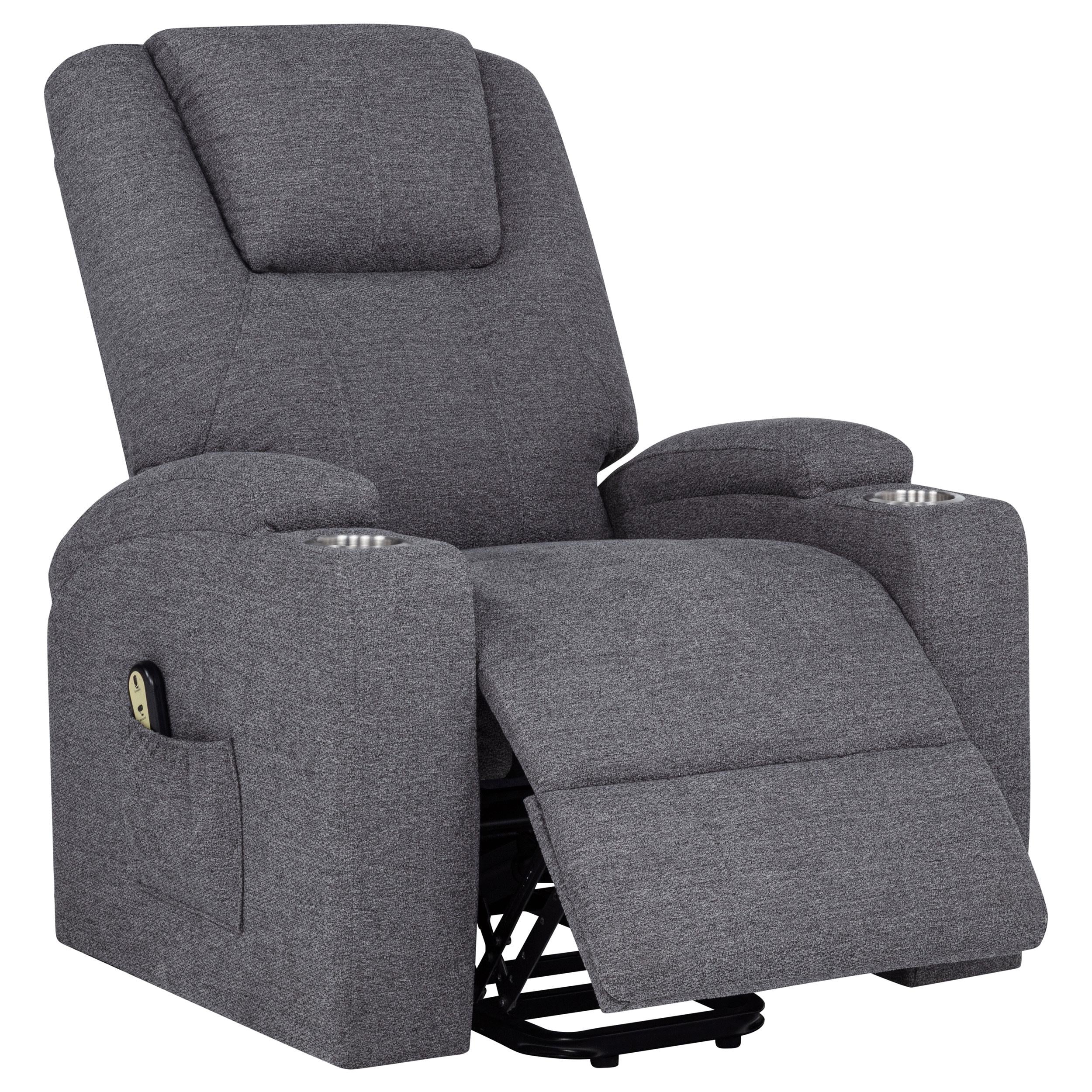  Coaster Furniture Louie 610453P Chenille Upholstered Power Lift Massage Chair - Grey IMAGE 1